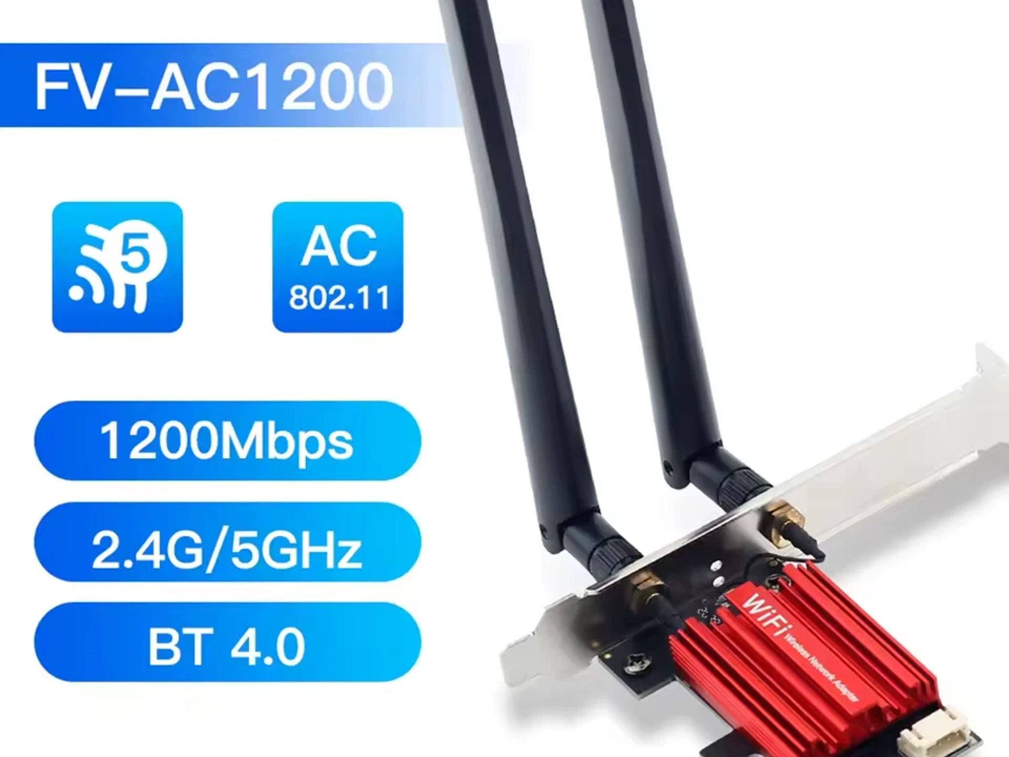 AC1200 WiFi 5 PCIE WiFi Adapter Wireless Network Card