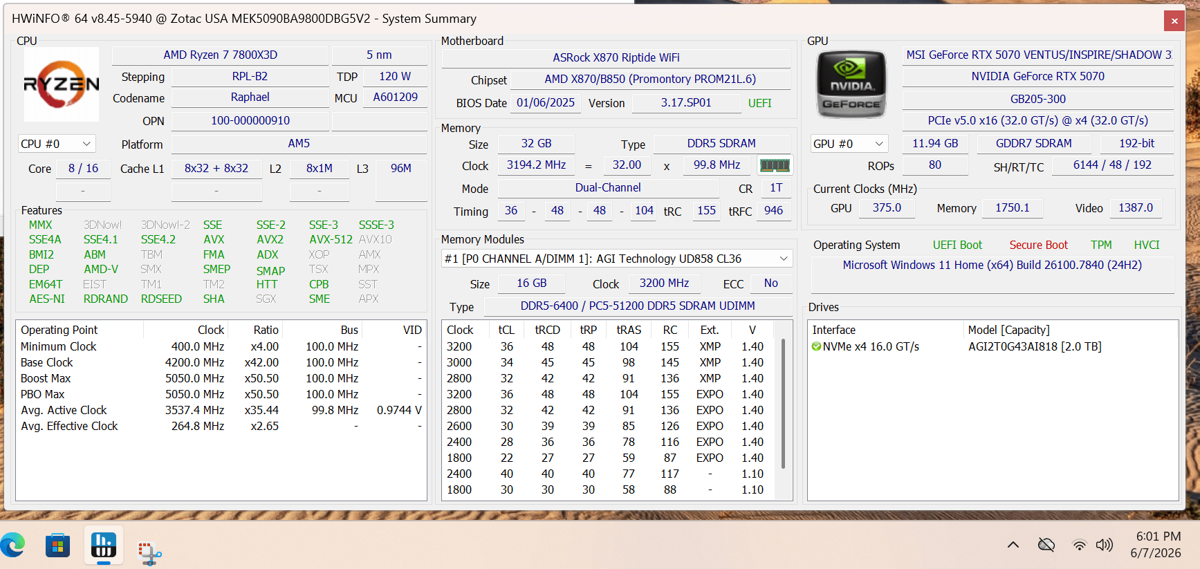 1440p/4K Ready 7800X3D | 5070 | 2TB | 32GB High-End PC