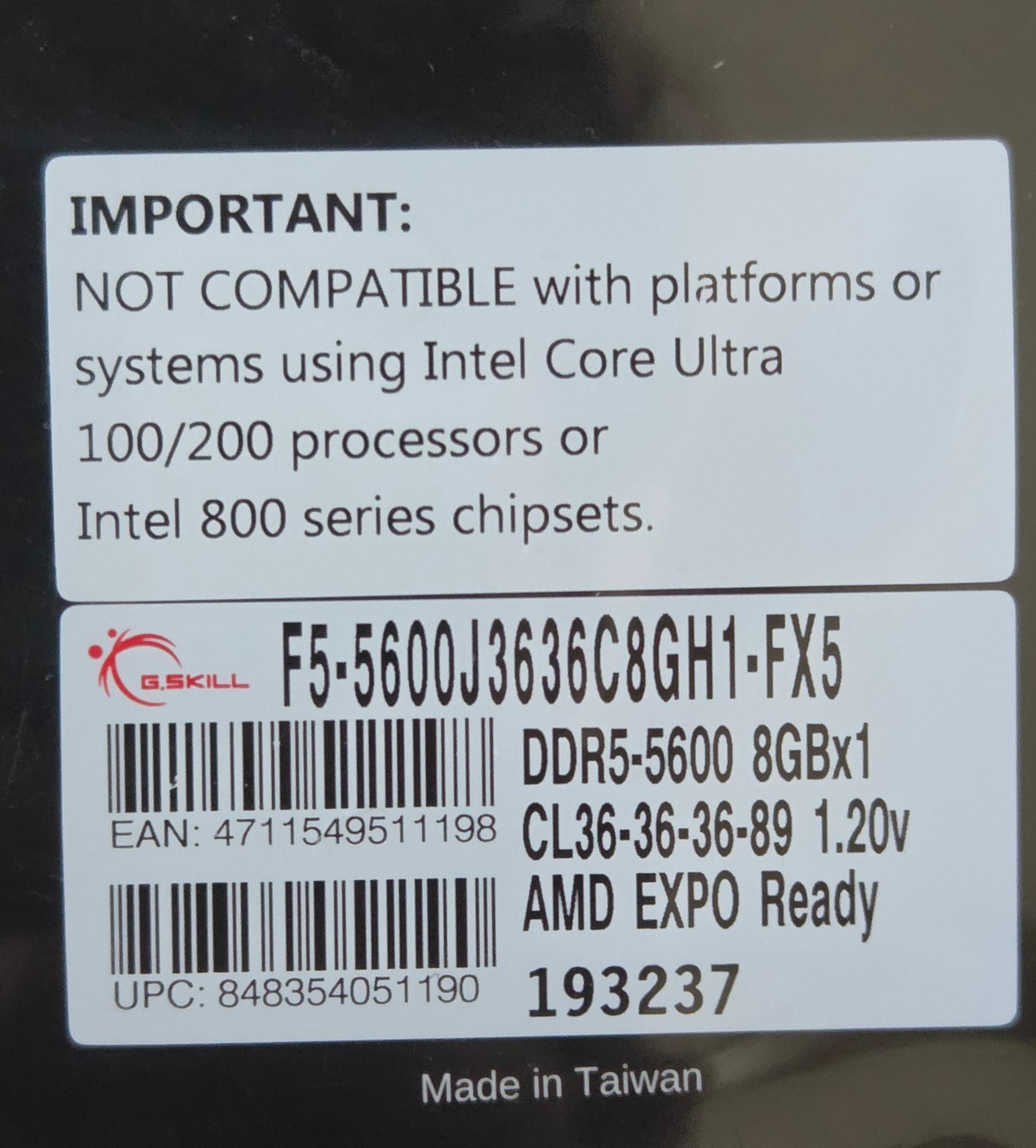 G.Skill Flare X5 Series AMD EXPO DDR5 RAM 8GB (1 x 8GB) 5600MT/s CL36-36-36-89