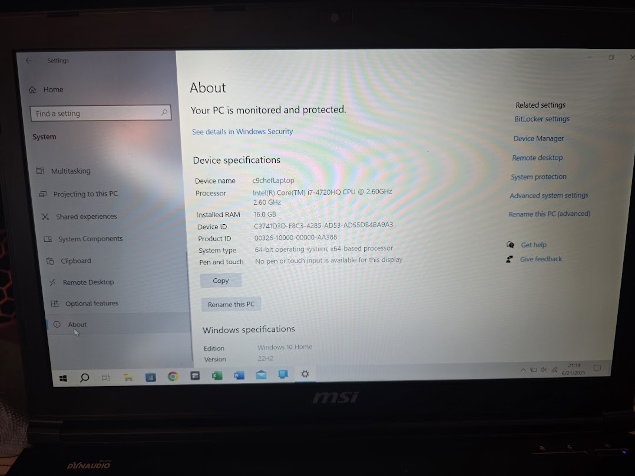 MSI GE72 2qc APACHE-264US GTX 960M USED / UPGRADED / GREAT SHAPE / WINDOWS 10 HOME