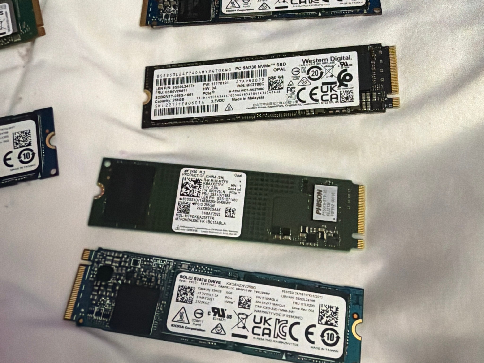 Micron/Samsung/Kioxia/WD/Union Memory Various 256GB Gen4 and Gen3