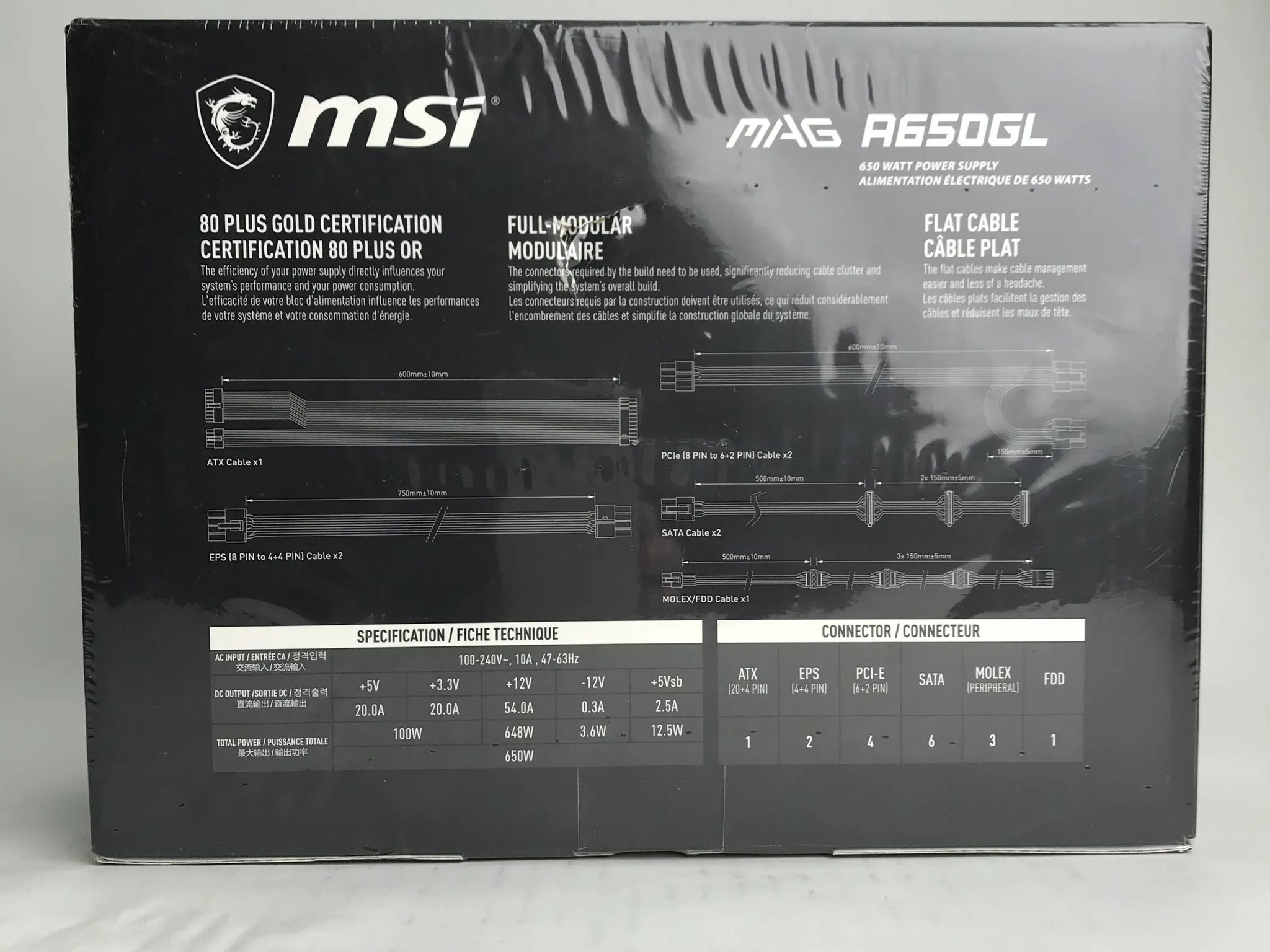 MSI 650W MAG A650GL 80+ Gold ATX Fully-Modular Power Supply PSU