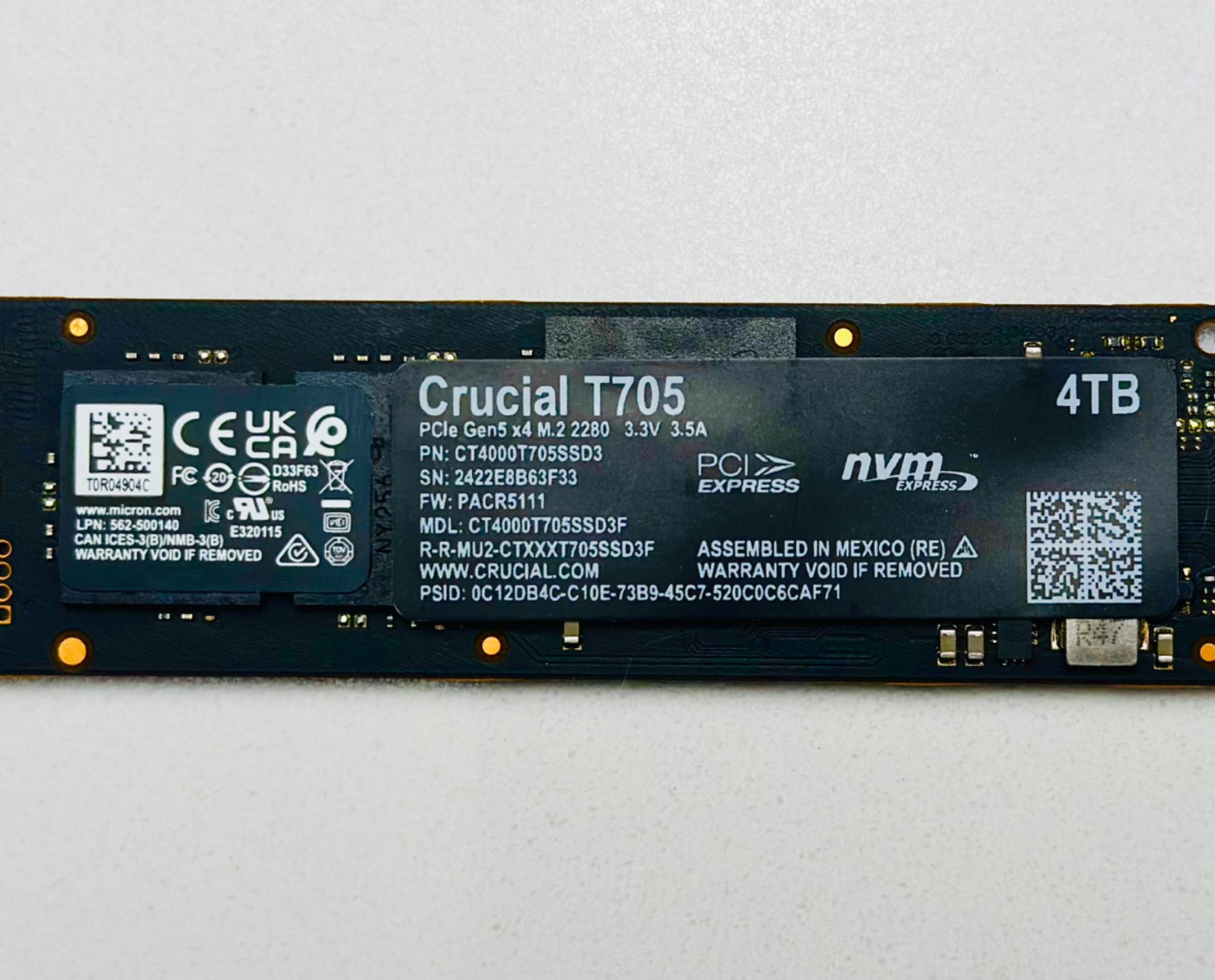 Crucial T705 4TB PCIe Gen5 NVMe M.2 SSD