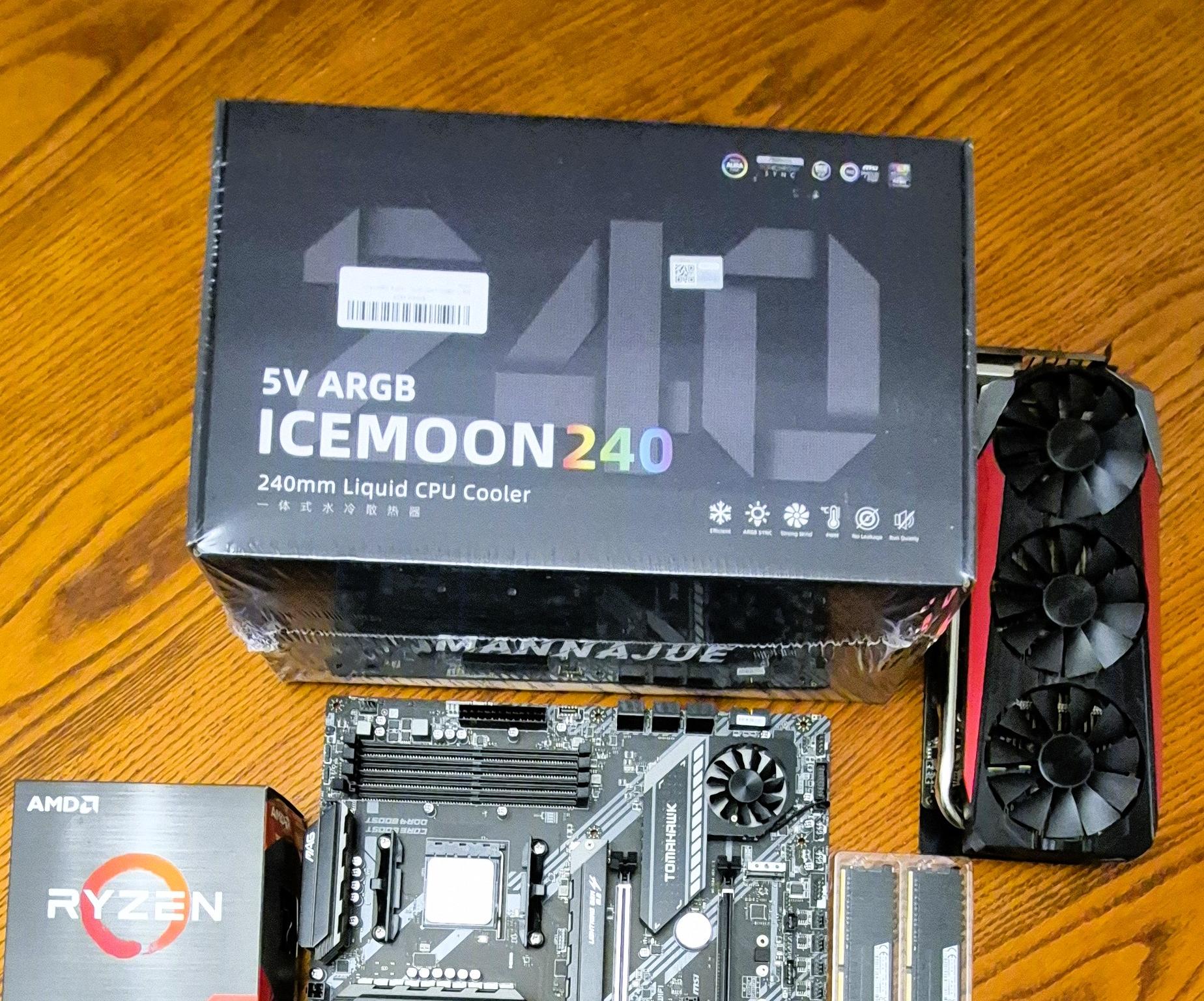 Pre-Owned  MSI X570 Tomahawk, Ryzen 9 5950X, New ARGB ICEMOON Liquid Cooler, 32GB RAM, ASUS 8GB VC