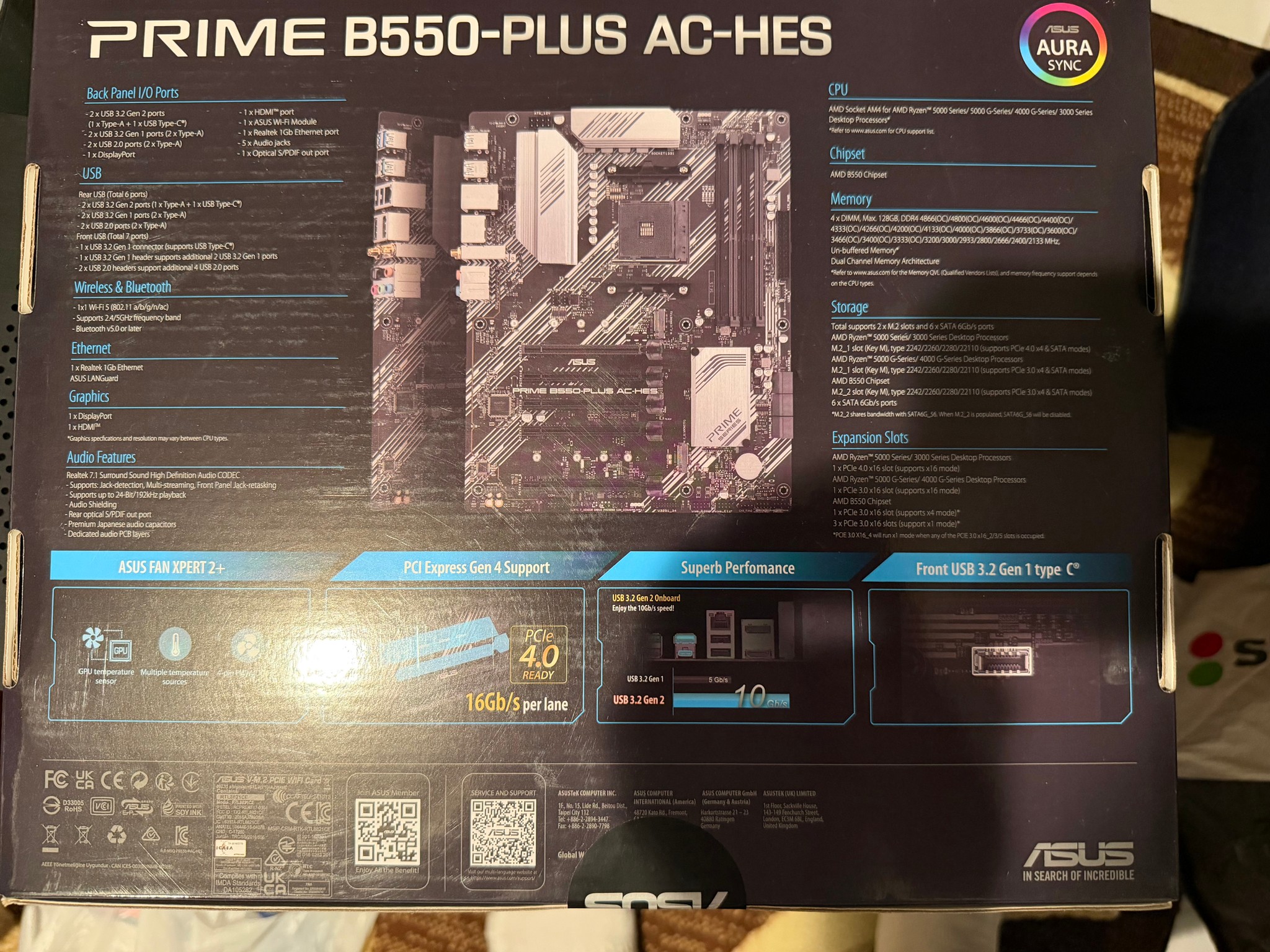 ASUS B550-PLUS Prime AC-HES AMD AM4 ATX Wifi Motherboard