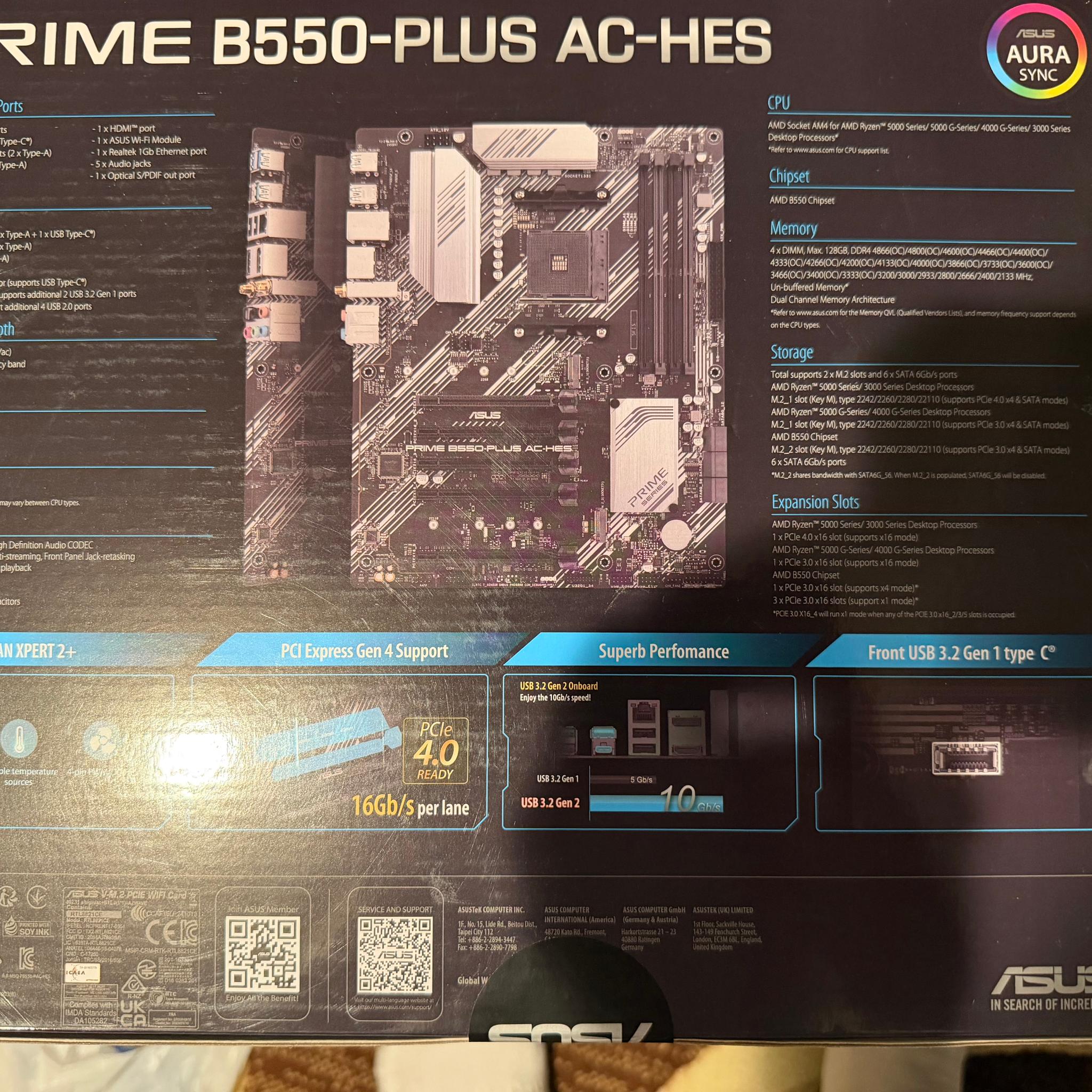 ASUS B550-PLUS Prime AC-HES AMD AM4 ATX Wifi Motherboard