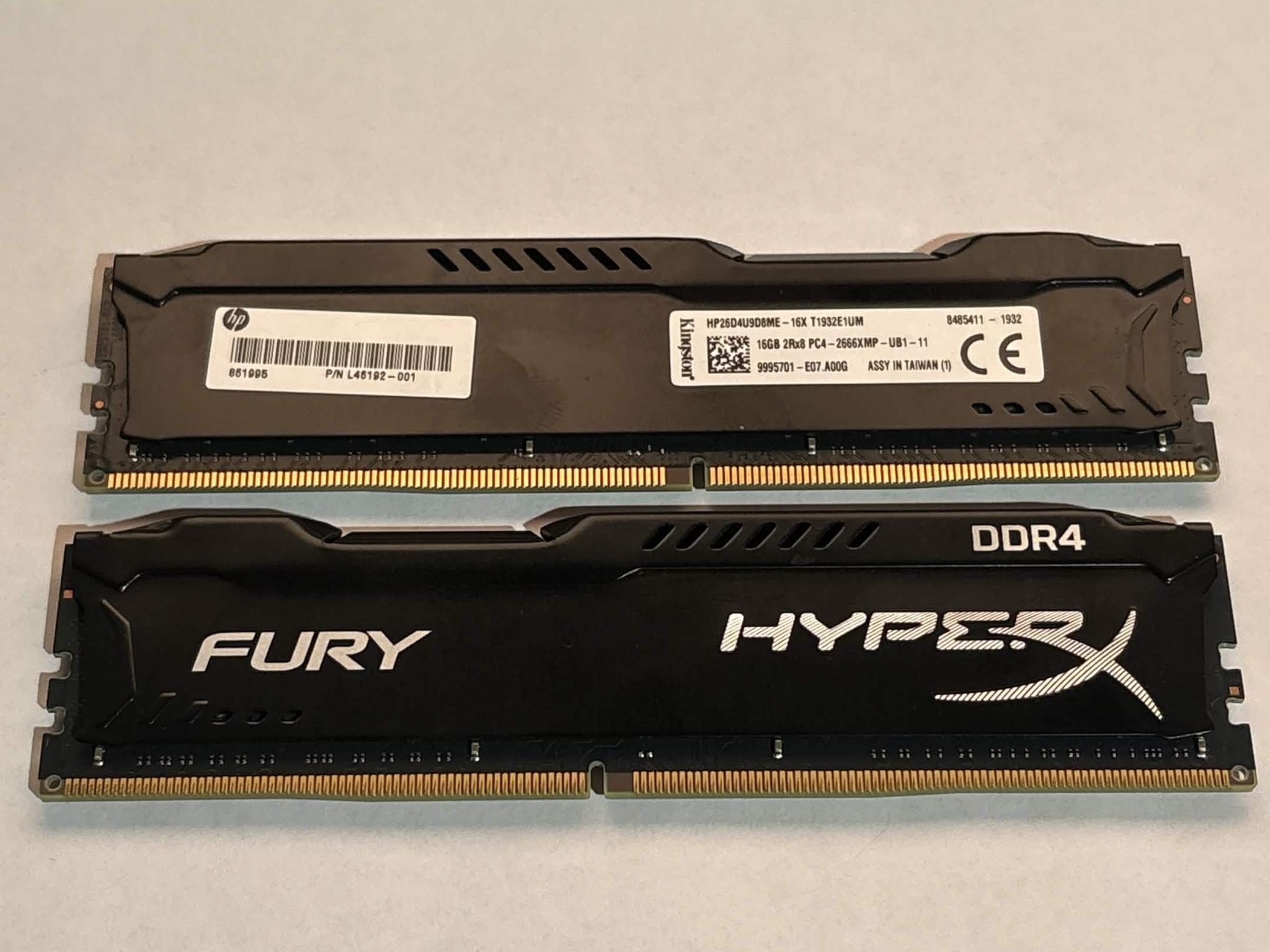 HyperX Fury 16GB (2x8GB) DDR4 2666MHz RAM HP OEM