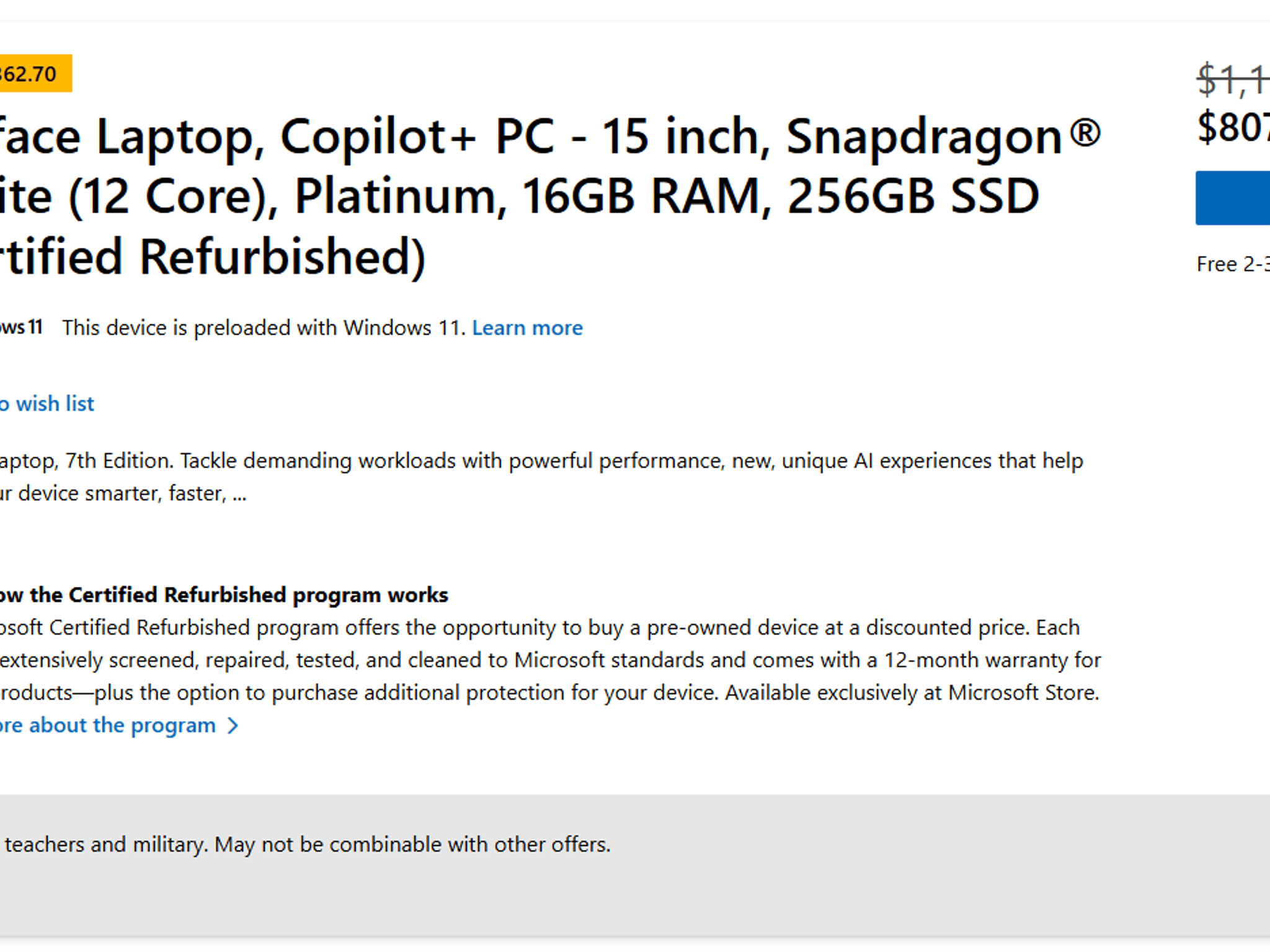 Microsoft 13.8" Surface Laptop Copilot+ PC