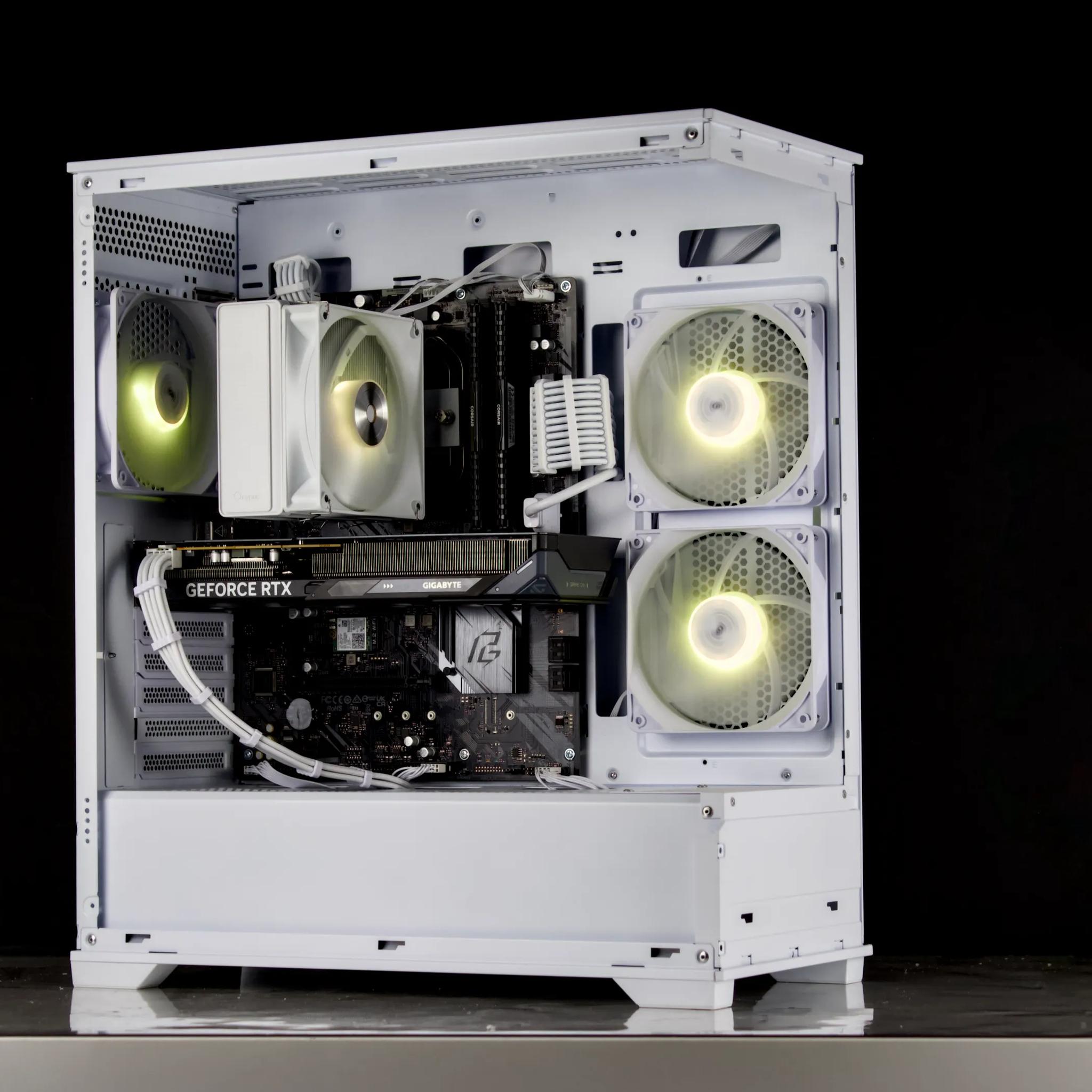 Clean White Gaming PC – RTX 5060, Ryzen 5 5600X, 32GB, 1TB SSD - RGB, WiFi, BlueTooth