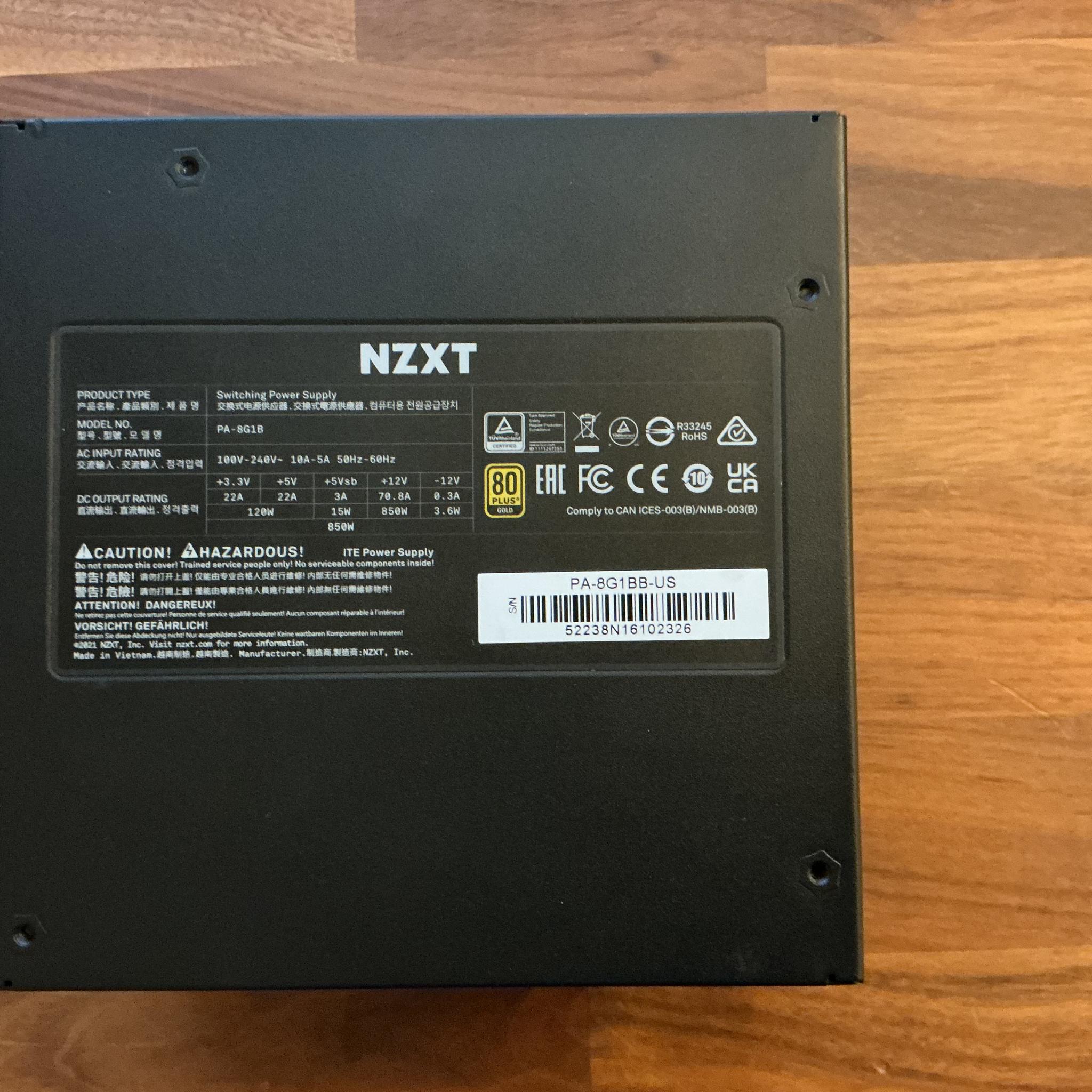 NZXT c850 850w Fully Modular Gold Rated PSU