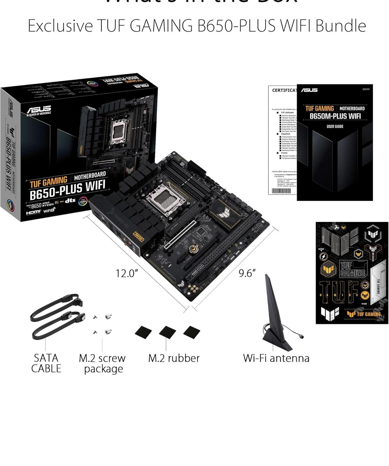 ASUS TUF GAMING B650-PLUS WIFI AMD B650 AM5 Ryzen™ Desktop 9000 8000 and 7000 ATX motherboard
