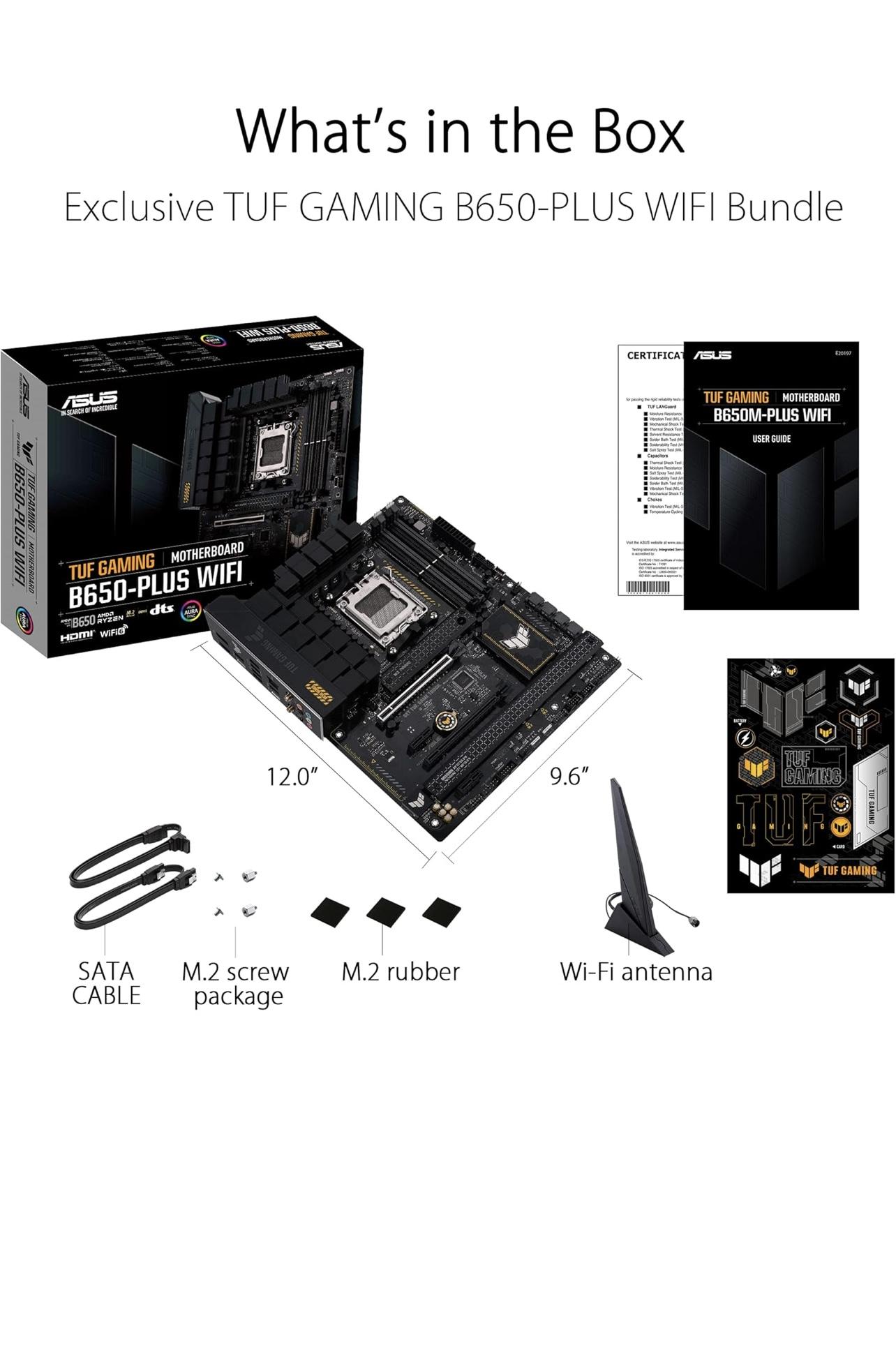 ASUS TUF GAMING B650-PLUS WIFI AMD B650 AM5 Ryzen™ Desktop 9000 8000 and 7000 ATX motherboard
