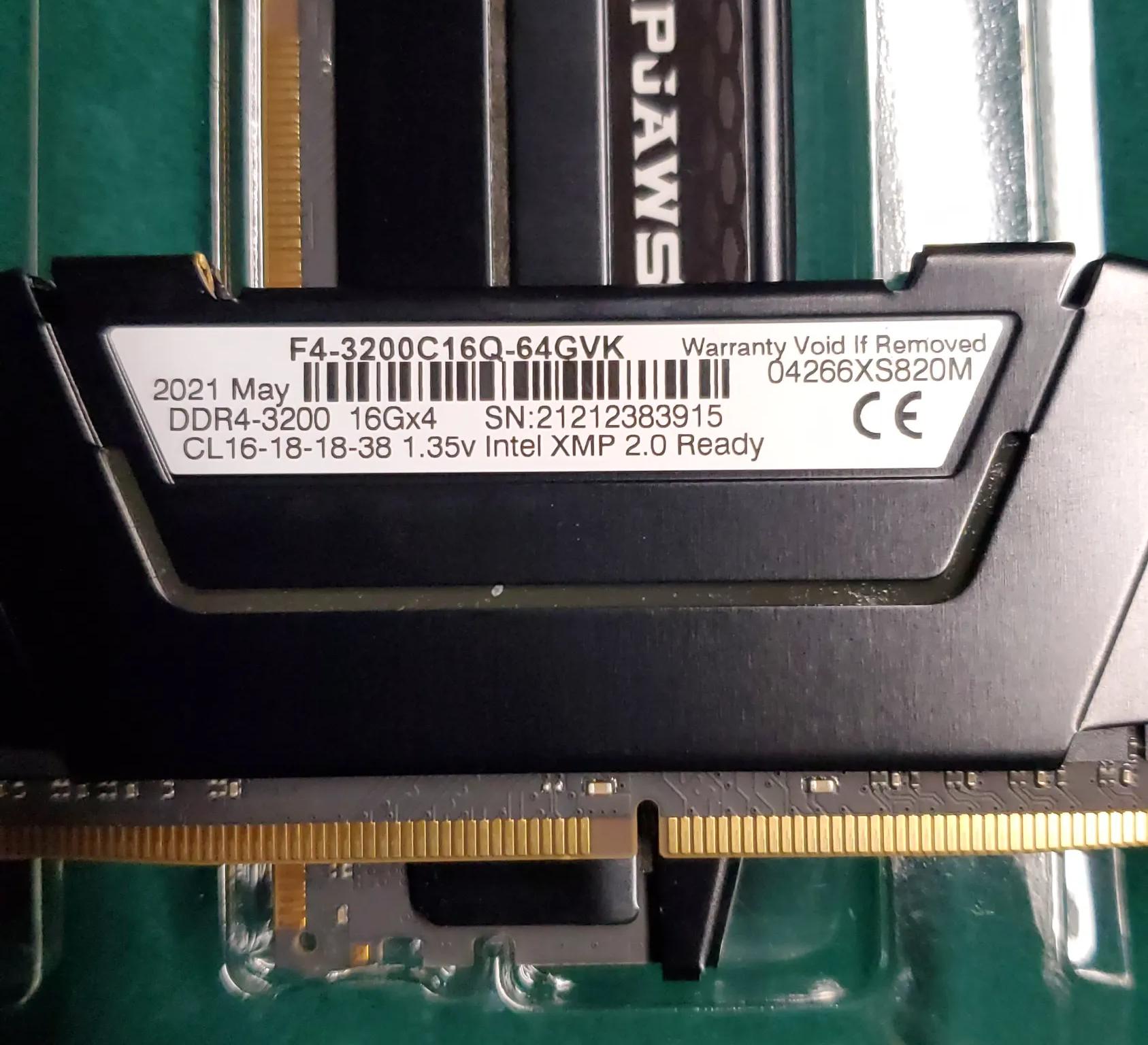 G. Skill Ripjaws DDR4 3200MT, CL16 4X16g