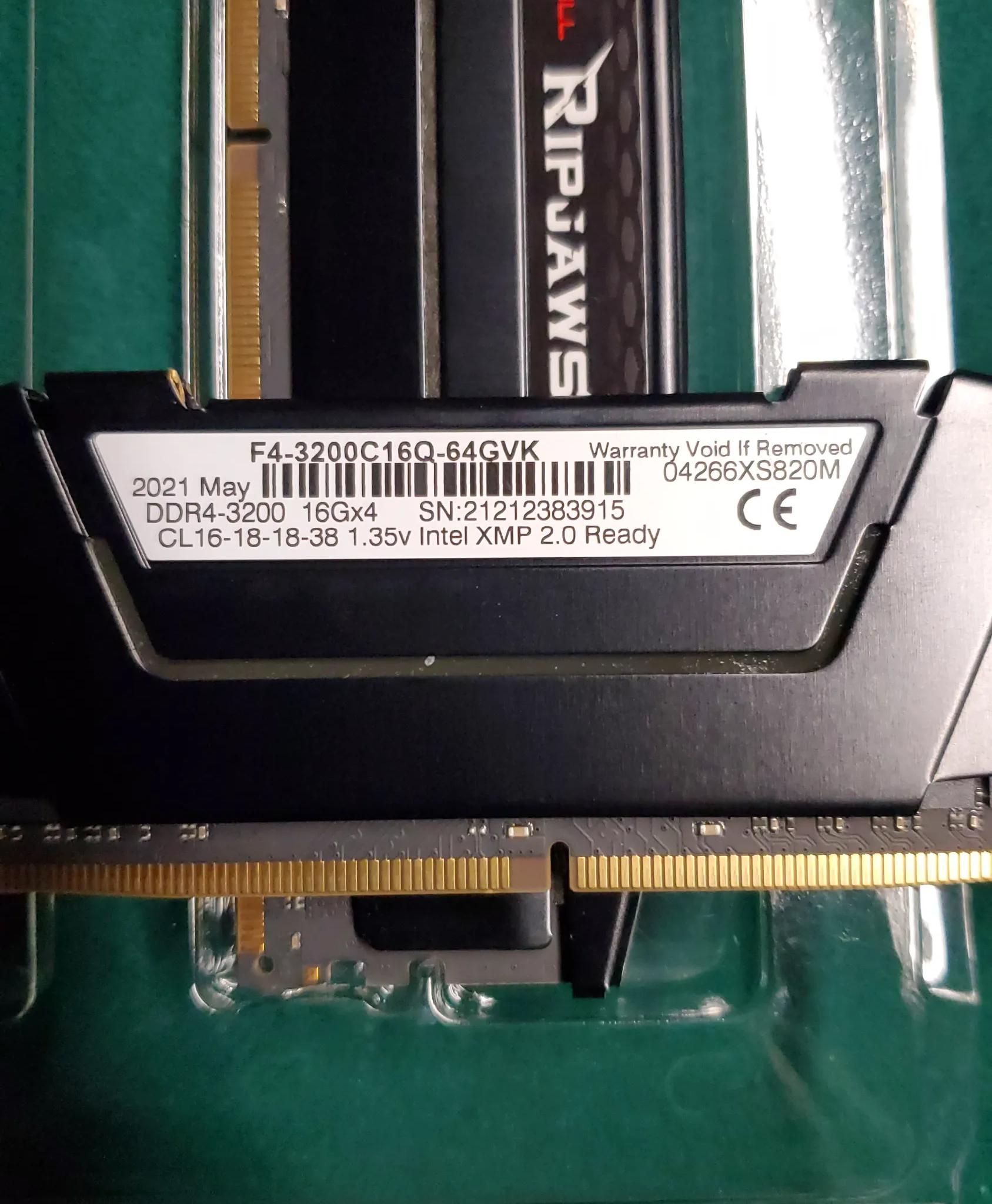 G. Skill Ripjaws DDR4 3200MT, CL16 4X16g