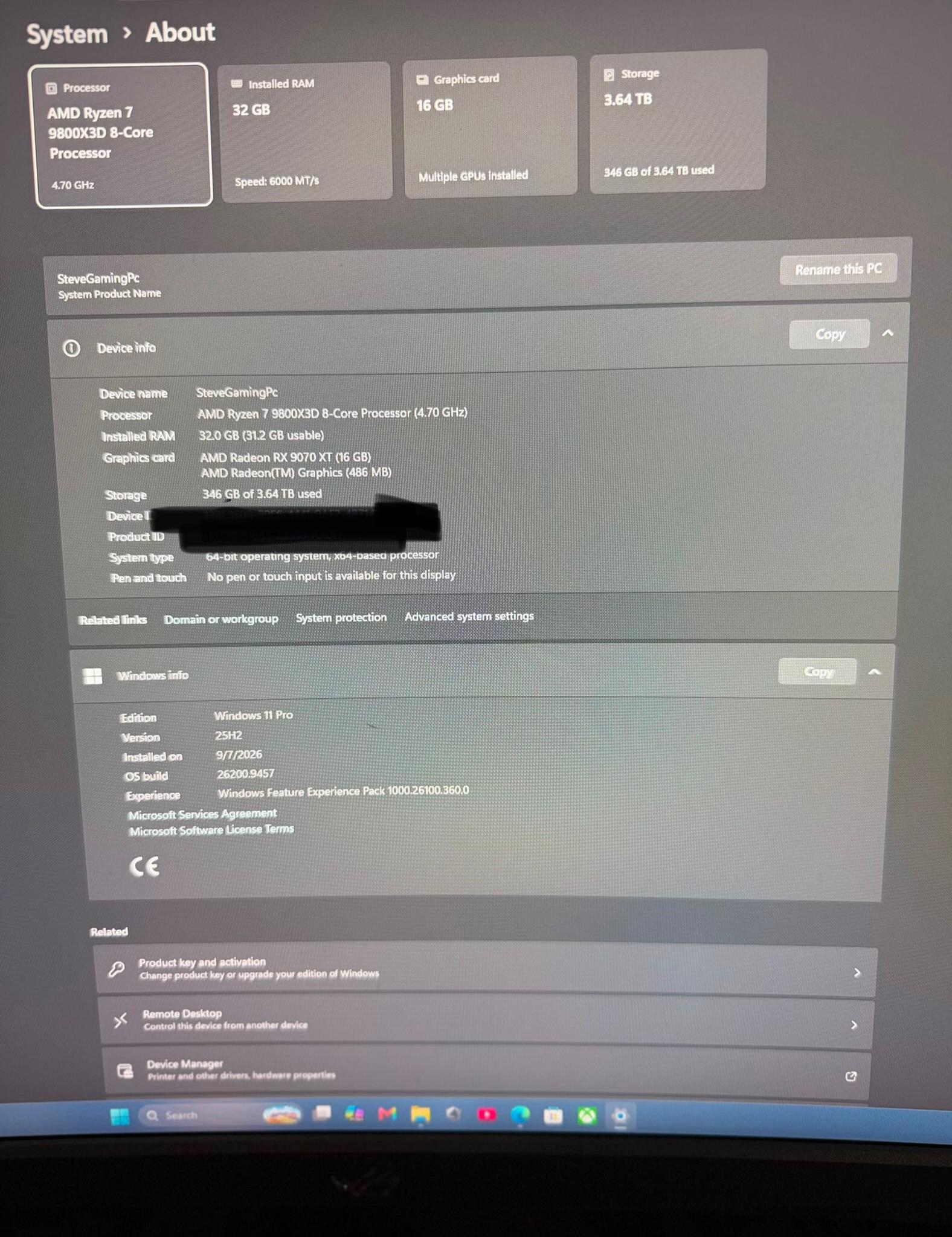Radeon RX 9070 XT Custom Gaming PC - Ryzen 7 9800X3D, 32GB RAM, 4TB NVMe SSD