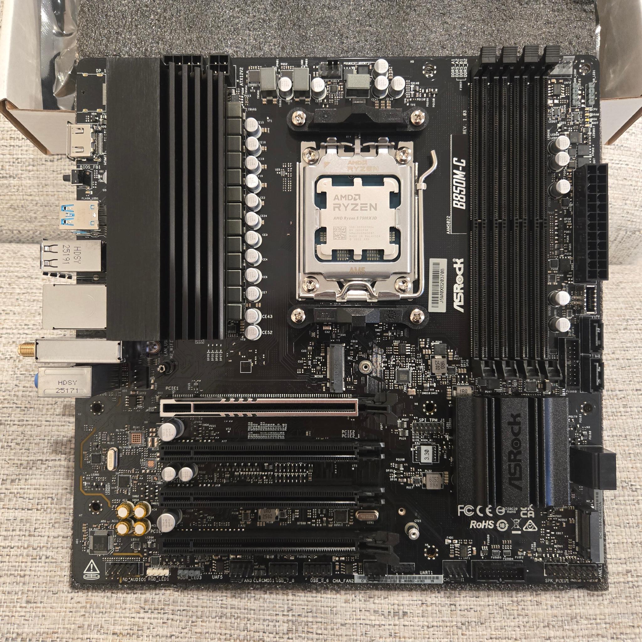 Ryzen 7500X3D/B850M-C Wi-Fi CPU/Motherboard Combo