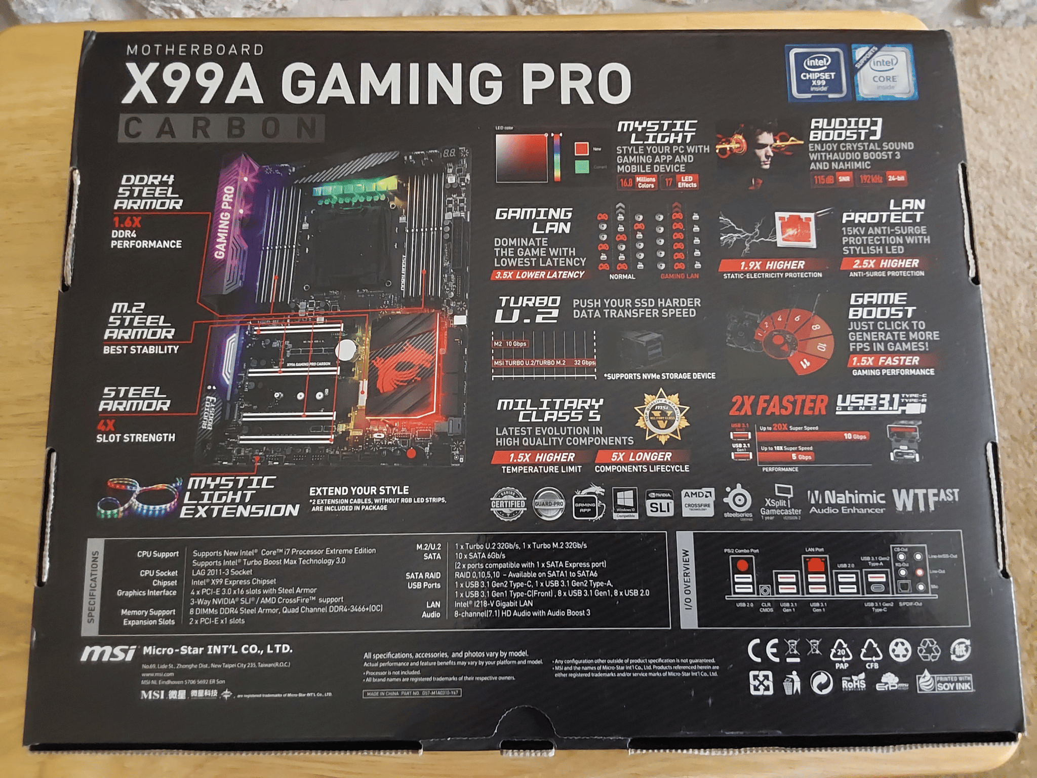 NEW MSI X99A GAMING PRO CARBON INTEL LGA 2011-v3 MOTHERBOARD