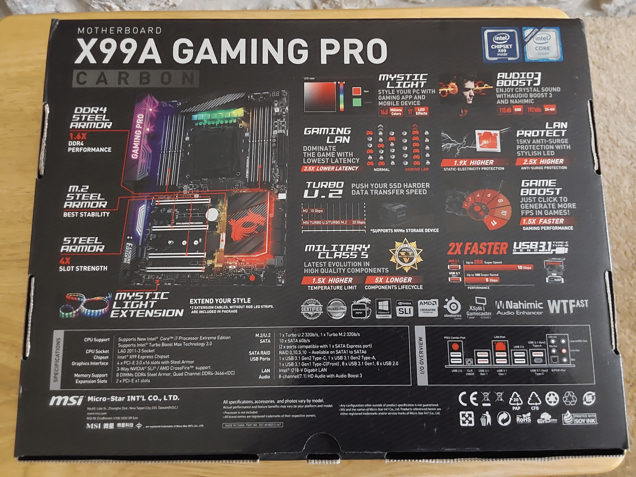 NEW MSI X99A GAMING PRO CARBON INTEL LGA 2011-v3 MOTHERBOARD