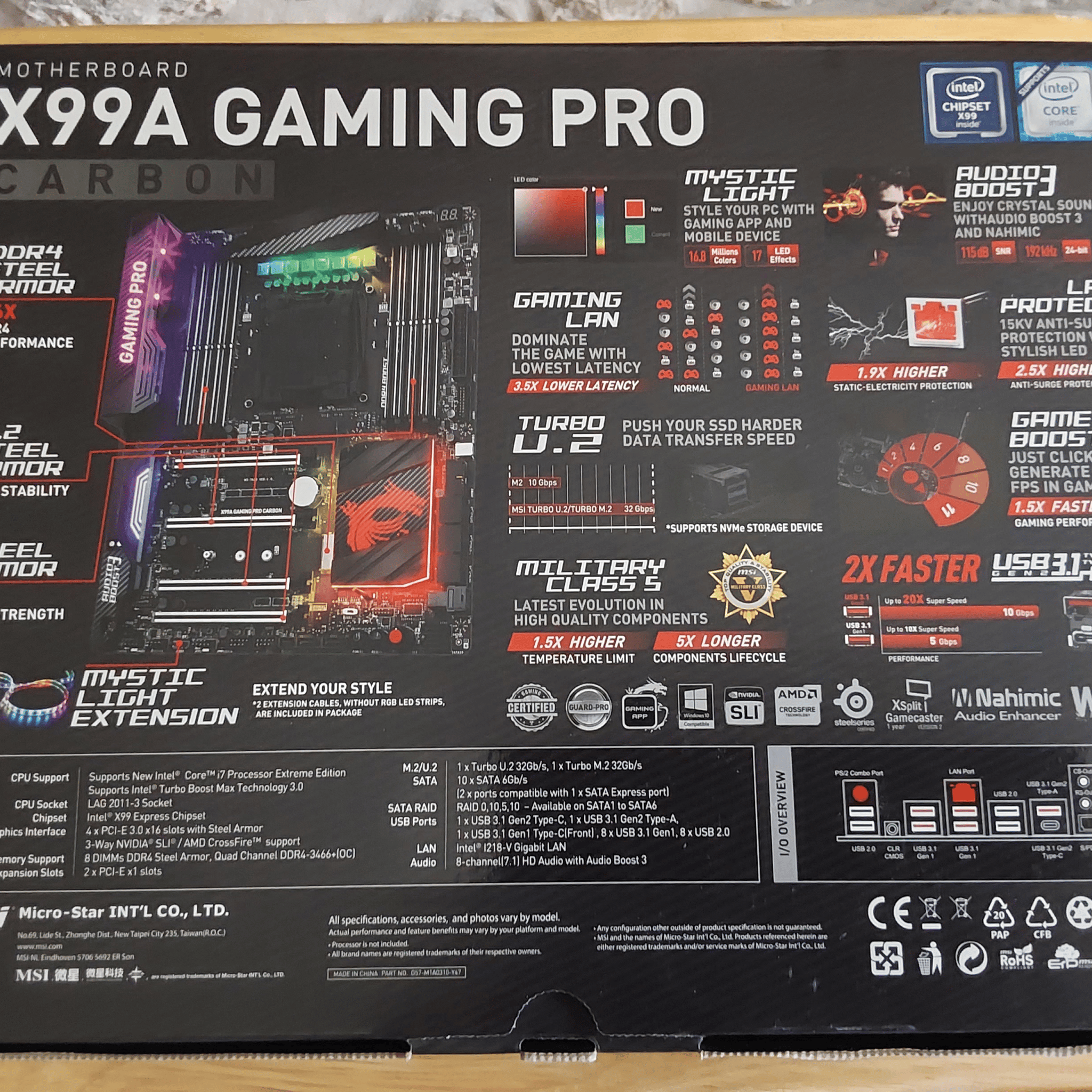 NEW MSI X99A GAMING PRO CARBON INTEL LGA 2011-v3 MOTHERBOARD