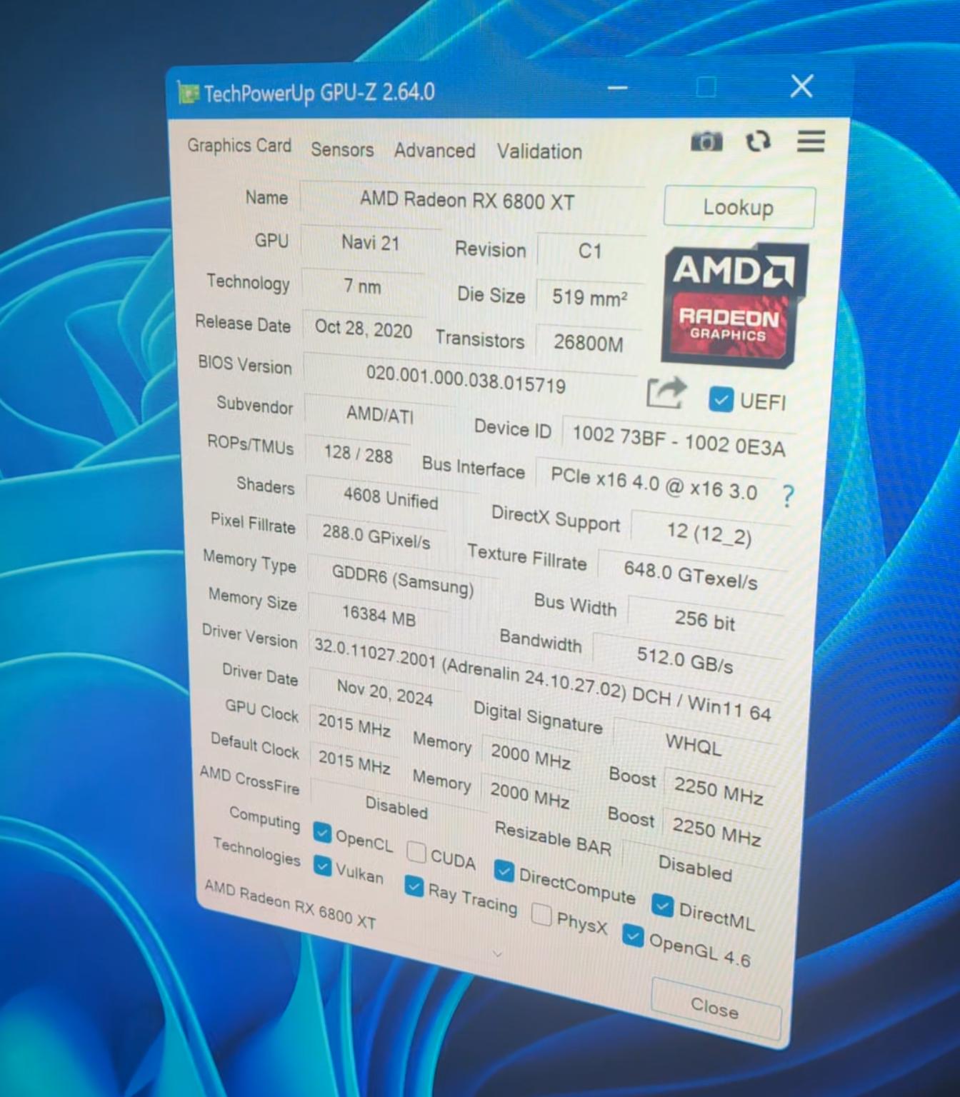 AMD Radeon RX 6800XT 16GB in Original Packaging with extra PhaseSheet PTM