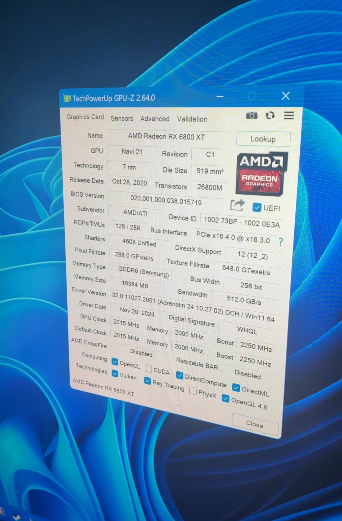AMD Radeon RX 6800XT 16GB in Original Packaging with extra PhaseSheet PTM