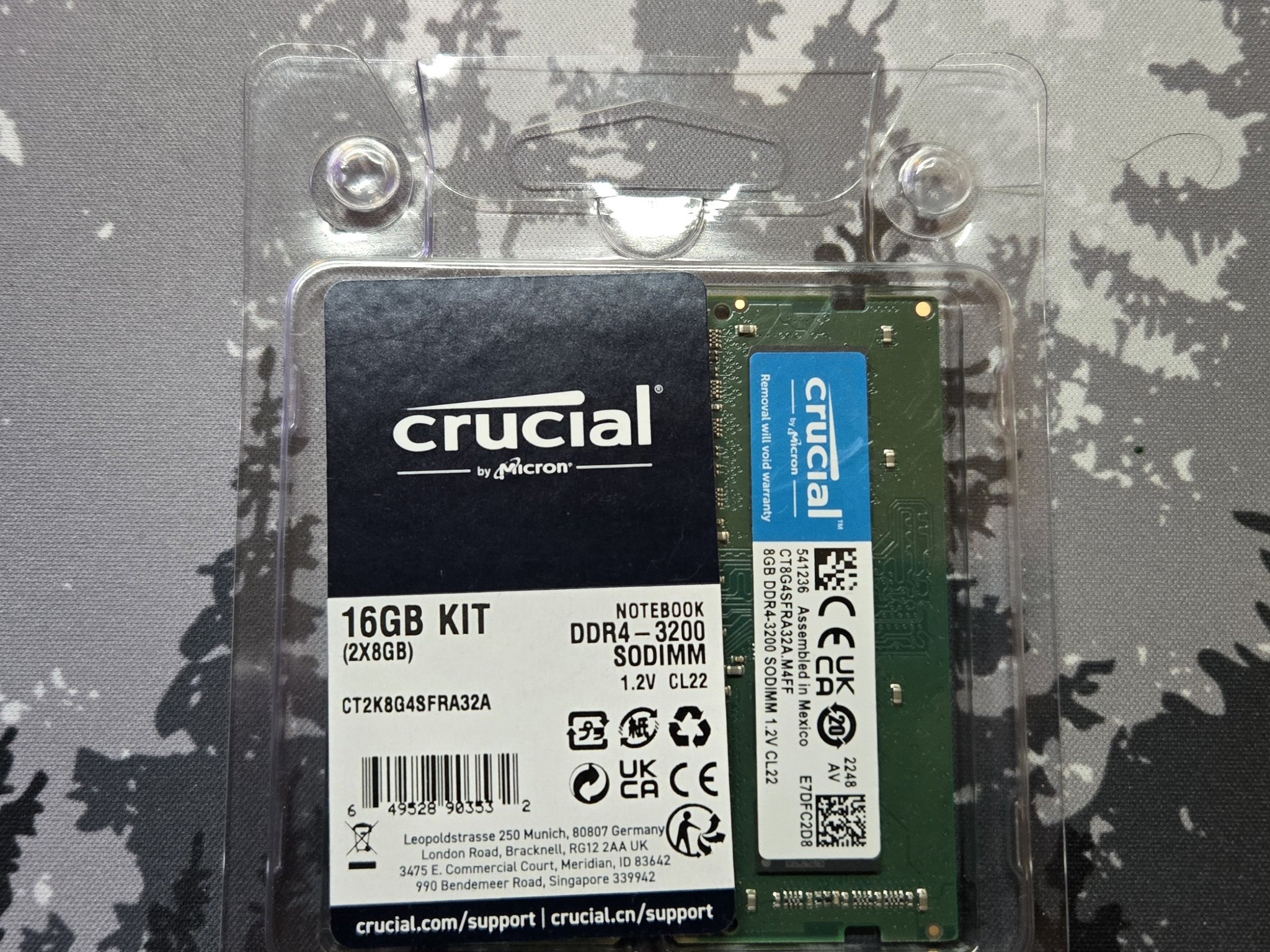Crucial RAM Kit 16GB (2x8GB) (DDR4/3200MHz/CL22) (So-Dimm Laptop)