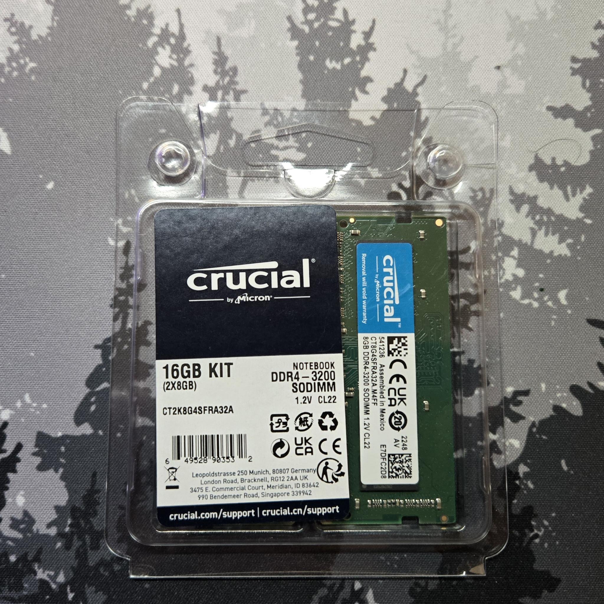 Crucial RAM Kit 16GB (2x8GB) (DDR4/3200MHz/CL22) (So-Dimm Laptop)