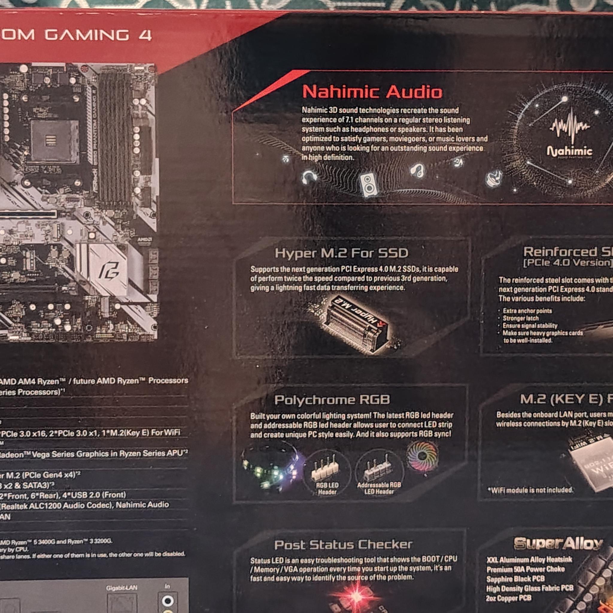 ASRock B550 Phantom Gaming 4 Motherboard + WiFi/Bluetooth card AM4 ATX