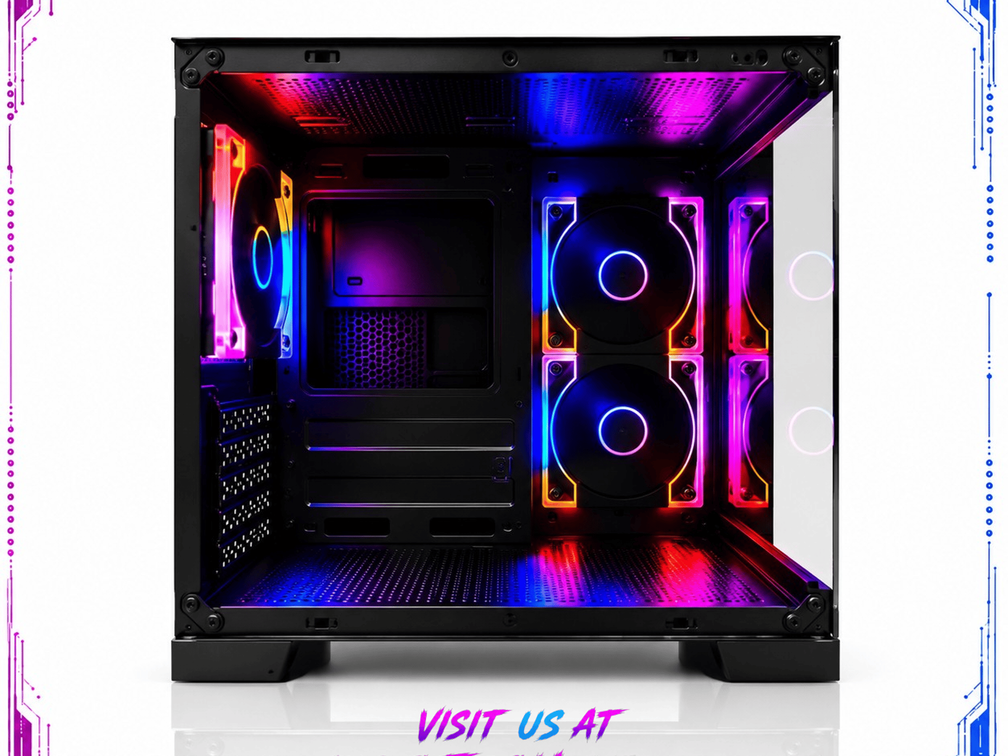 LOVINGCOOL ARGB GAMING PC MATX CASE – PANORAMIC TEMPERED GLASS w/ 3 FANS