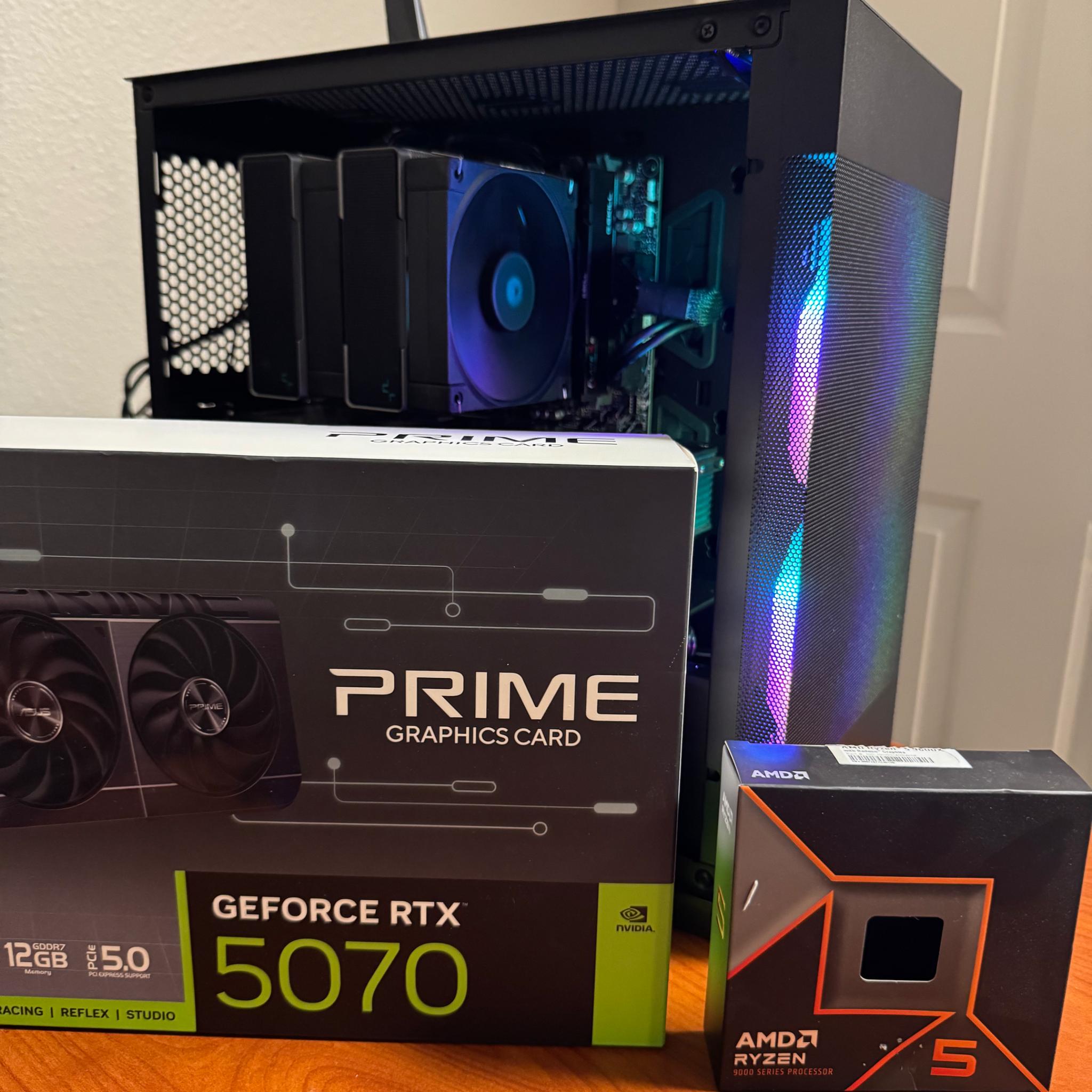 RTX 5070, R5 9600x ,1Tb gen4 SSD, 32gb DDR5 6000mt/s, ak620 tower cooler