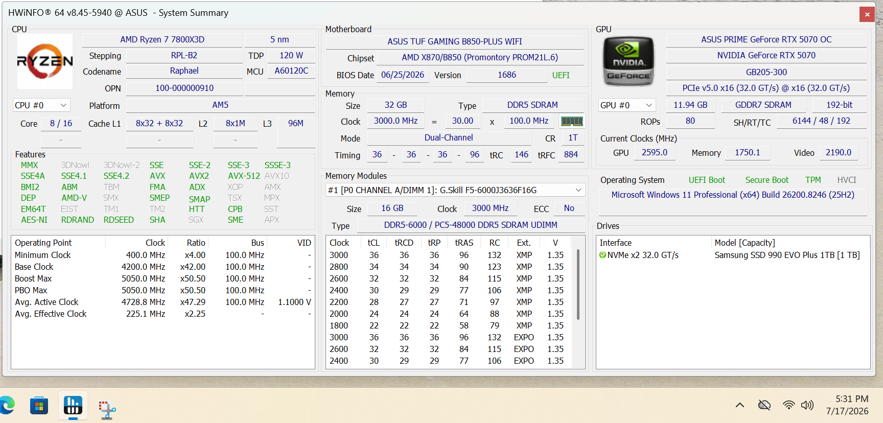 7800X3D | 5070 | 32GB DDR5 | 2TB | Premium Budget 1440P/4K Build