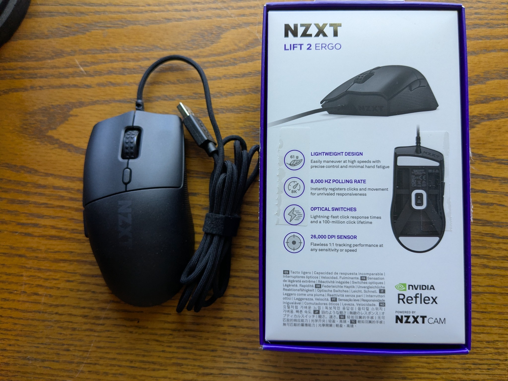 NZXT Lift 2 Ergo 8000 Hz Polling, 61g, PixArt PMW3395