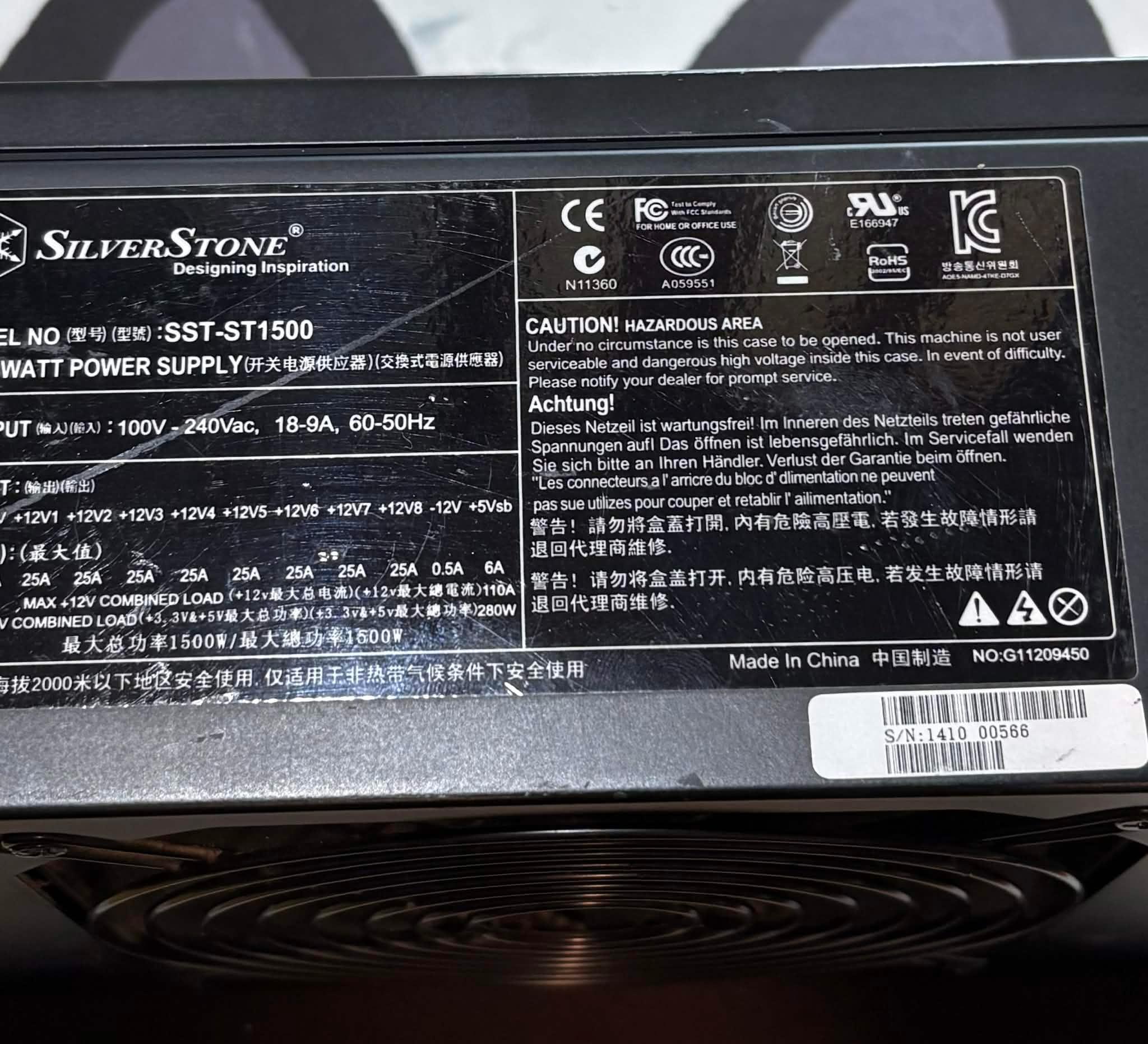 SilverStone 1500W Modular PSU w/ Cables (Tested Working)