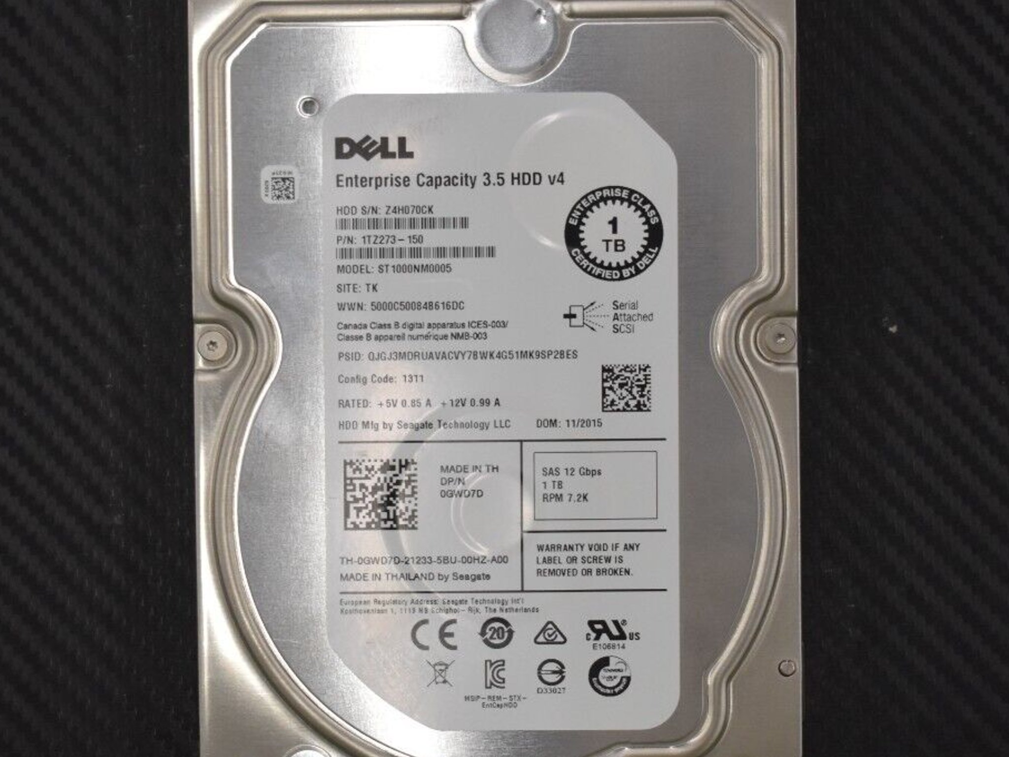 Dell 1TB 7200RPM 3.5" SAS 6Gbps Hard Drive HDD
