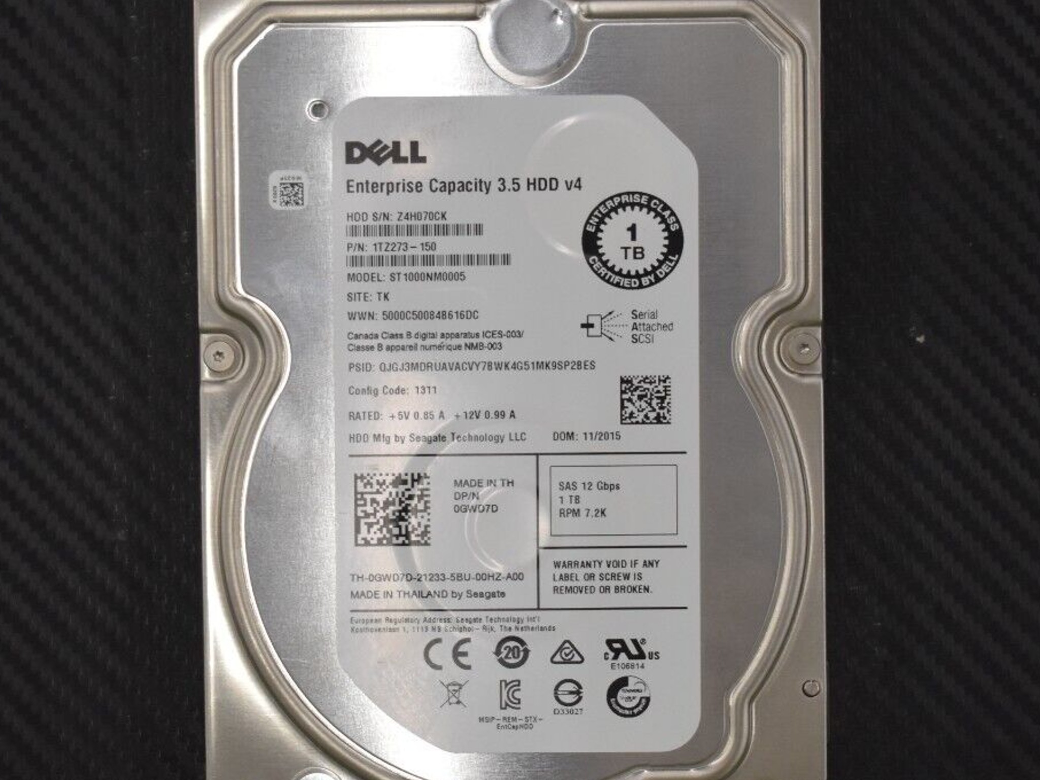 Dell 1TB 7200RPM 3.5" SAS 6Gbps Hard Drive HDD