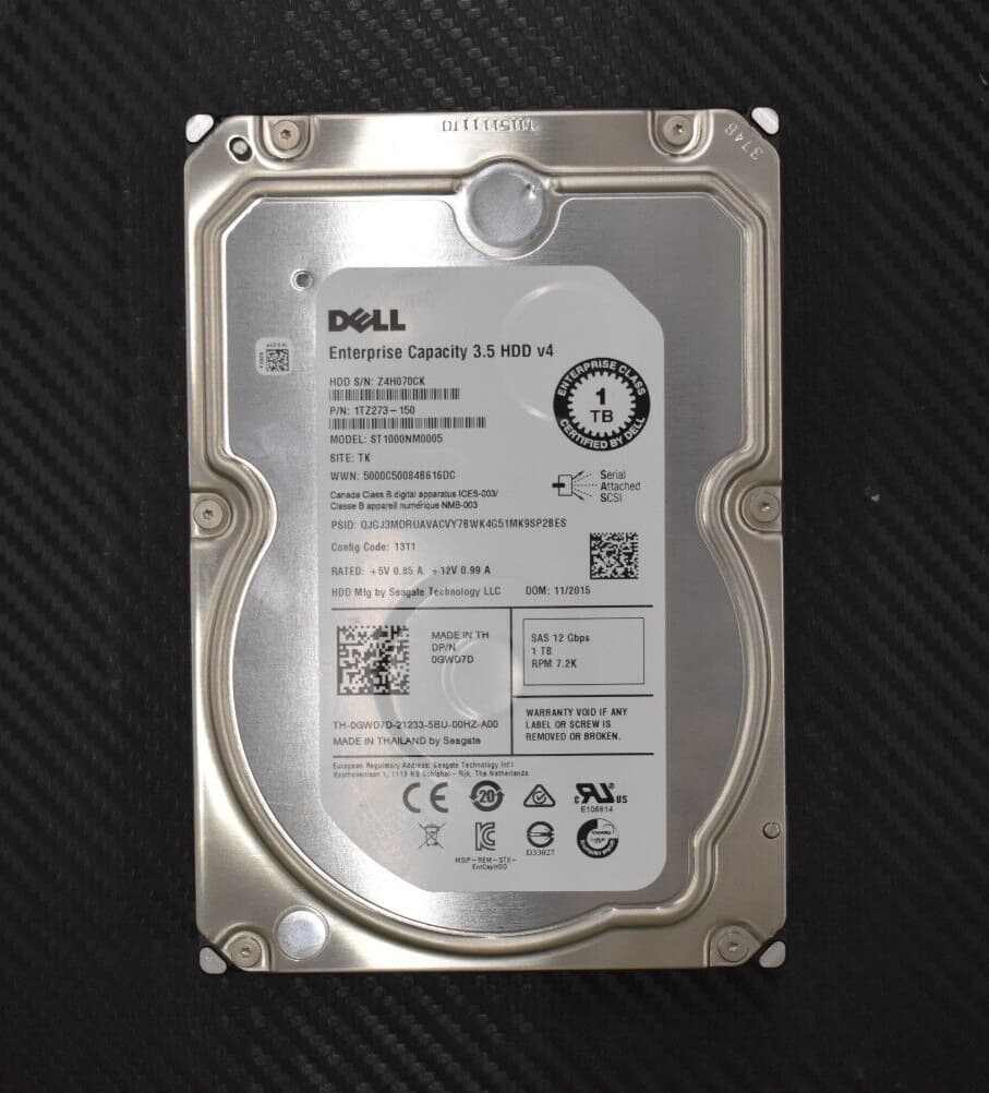 Dell 1TB 7200RPM 3.5" SAS 6Gbps Hard Drive HDD