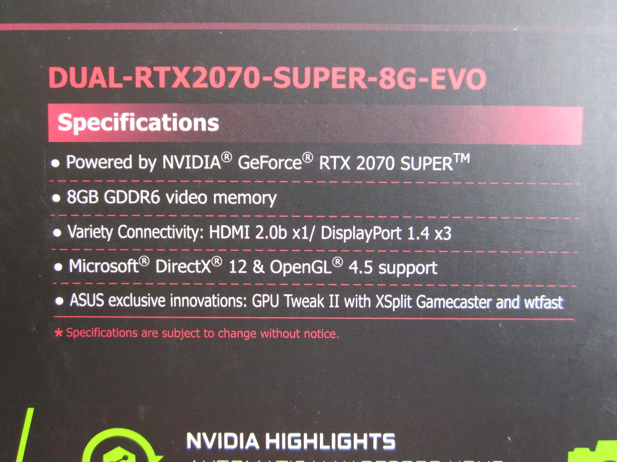 New Sealed! Asus Dual EVO GeForce RTX 2070 SUPER