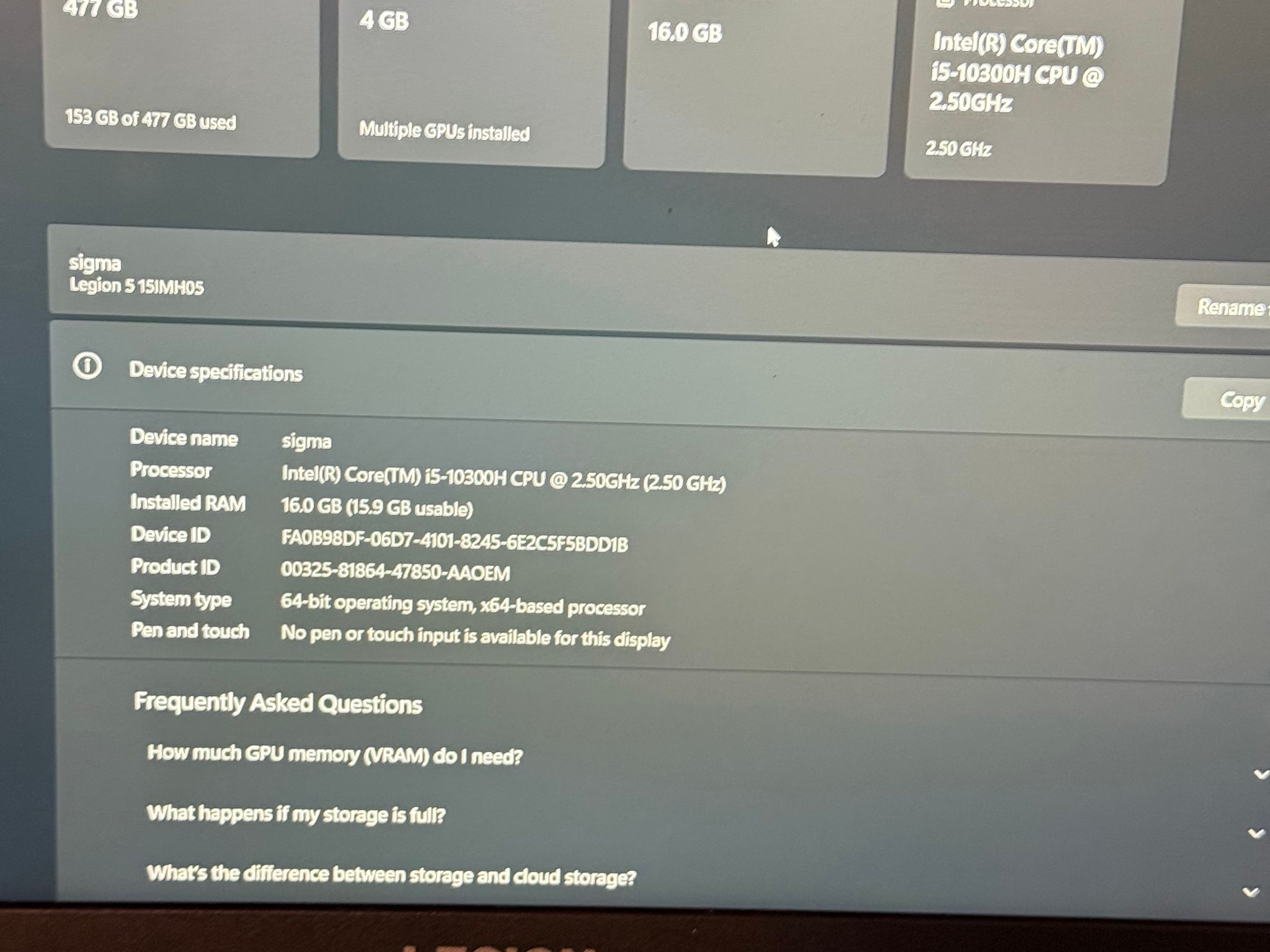 Lenovo Legion 5 15.6" Gaming Laptop | i5-10300H | GTX 1650 Ti | 16GB RAM | 500GB SSD