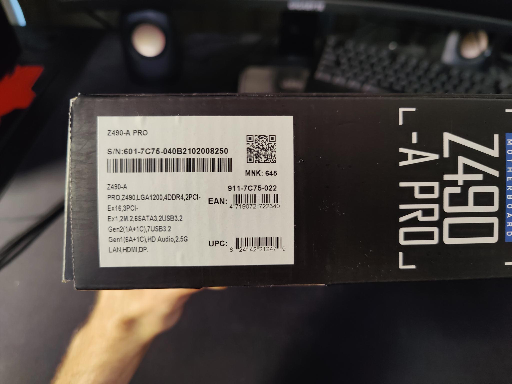 MSI PRO Z490-A MOBO for Sale