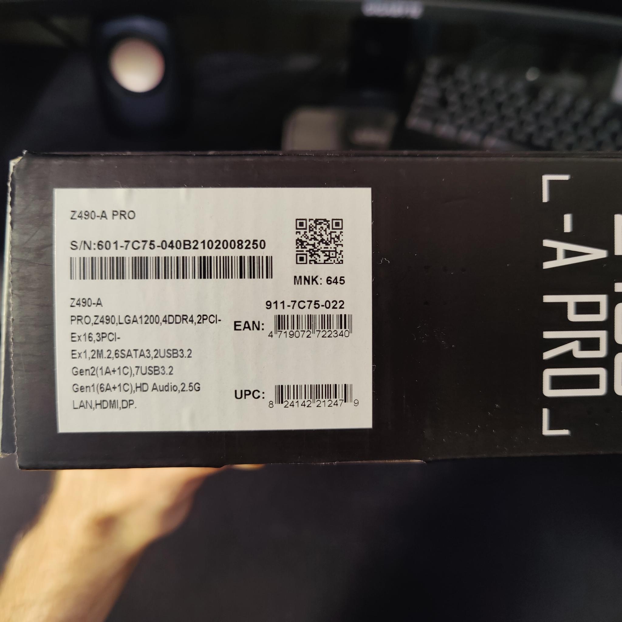 MSI PRO Z490-A MOBO for Sale