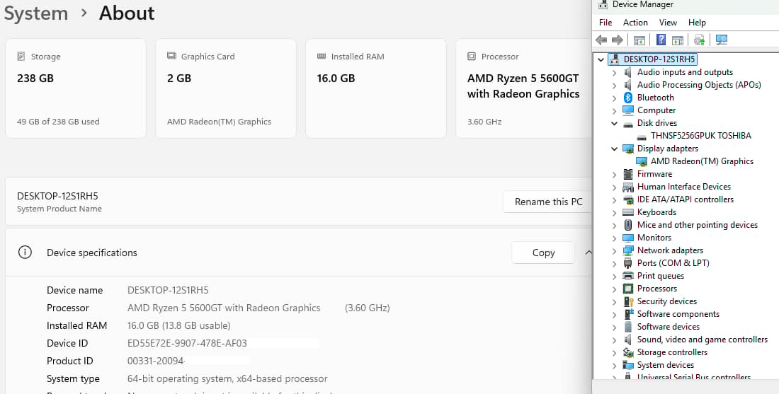 AMD Ryzen 5 5600GT Gaming PC Radeon Vega 7 Graphics ASUS B550M-A B550 Thermaltake Versa H18 Case