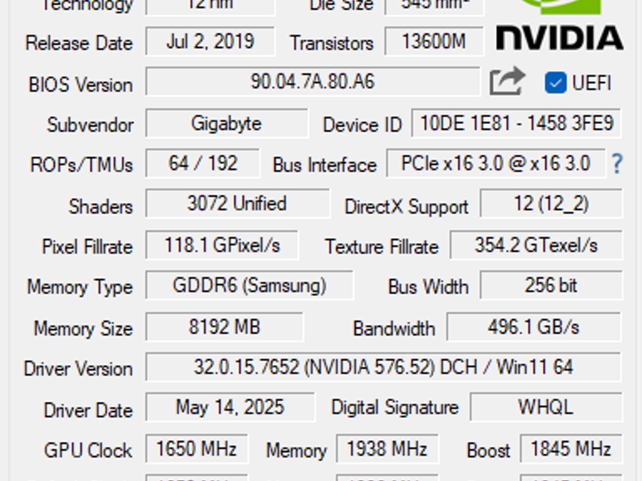 RTX 2080 Super Gigabyte OC