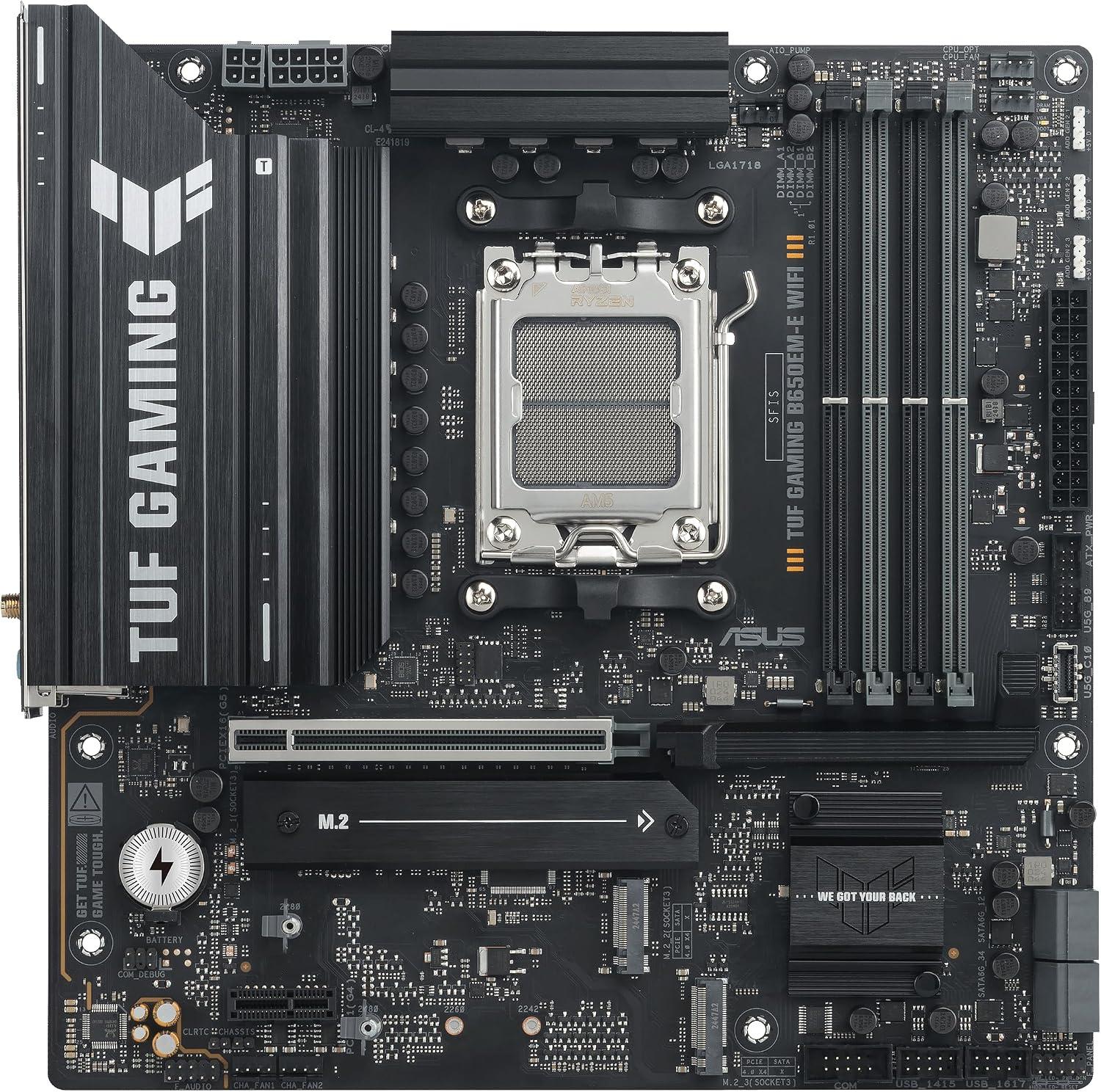 ASUS TUF GAMING B650EM-E WIFI AMD B650 AM5 DDR5 MicroATX Desktop Motherboard