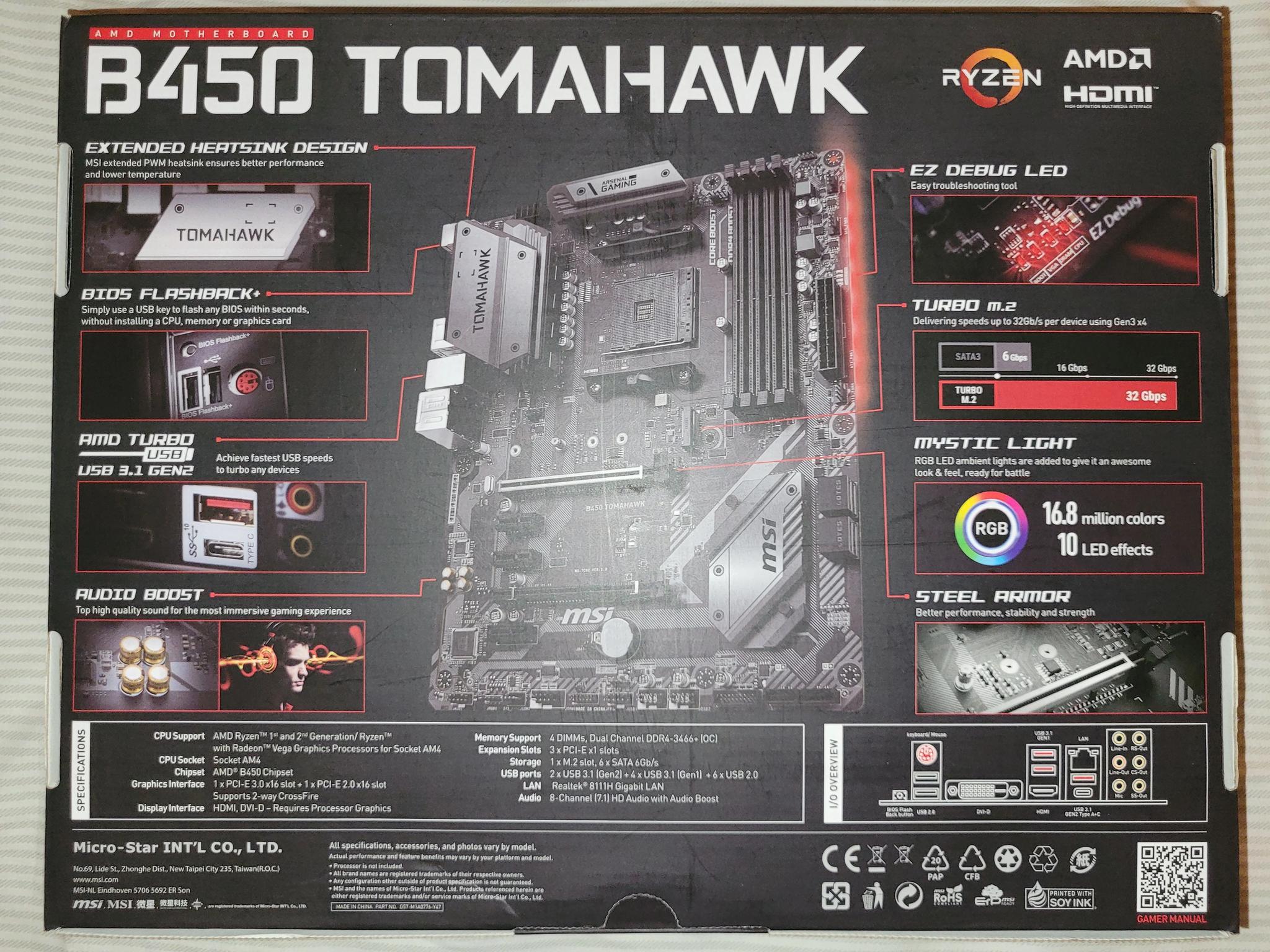 MSI B450 Tomahawk AM4 DDR4
