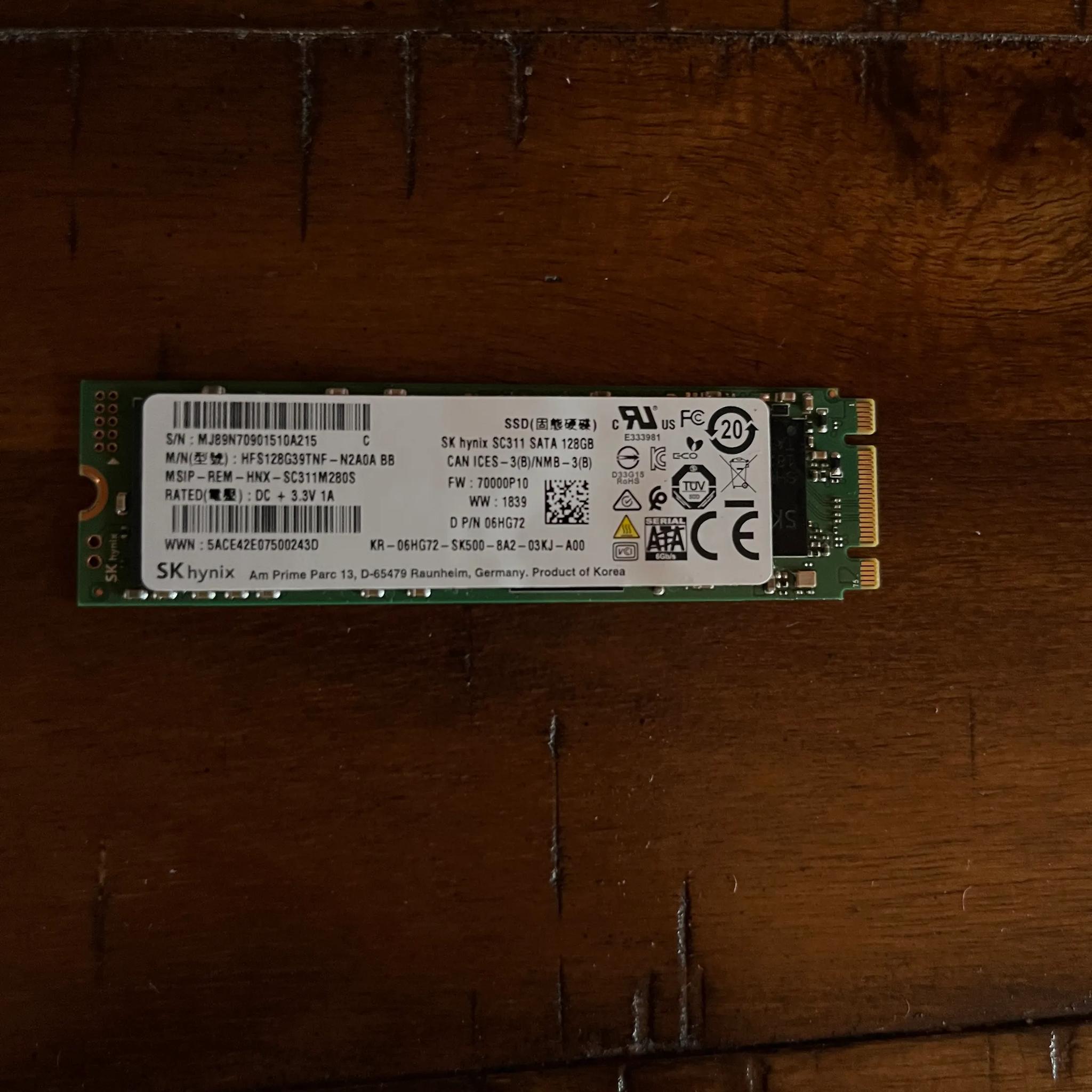 SX Hynix 128 GB SATA M.2 SSD (Taken from Old Laptop WORKING!)
