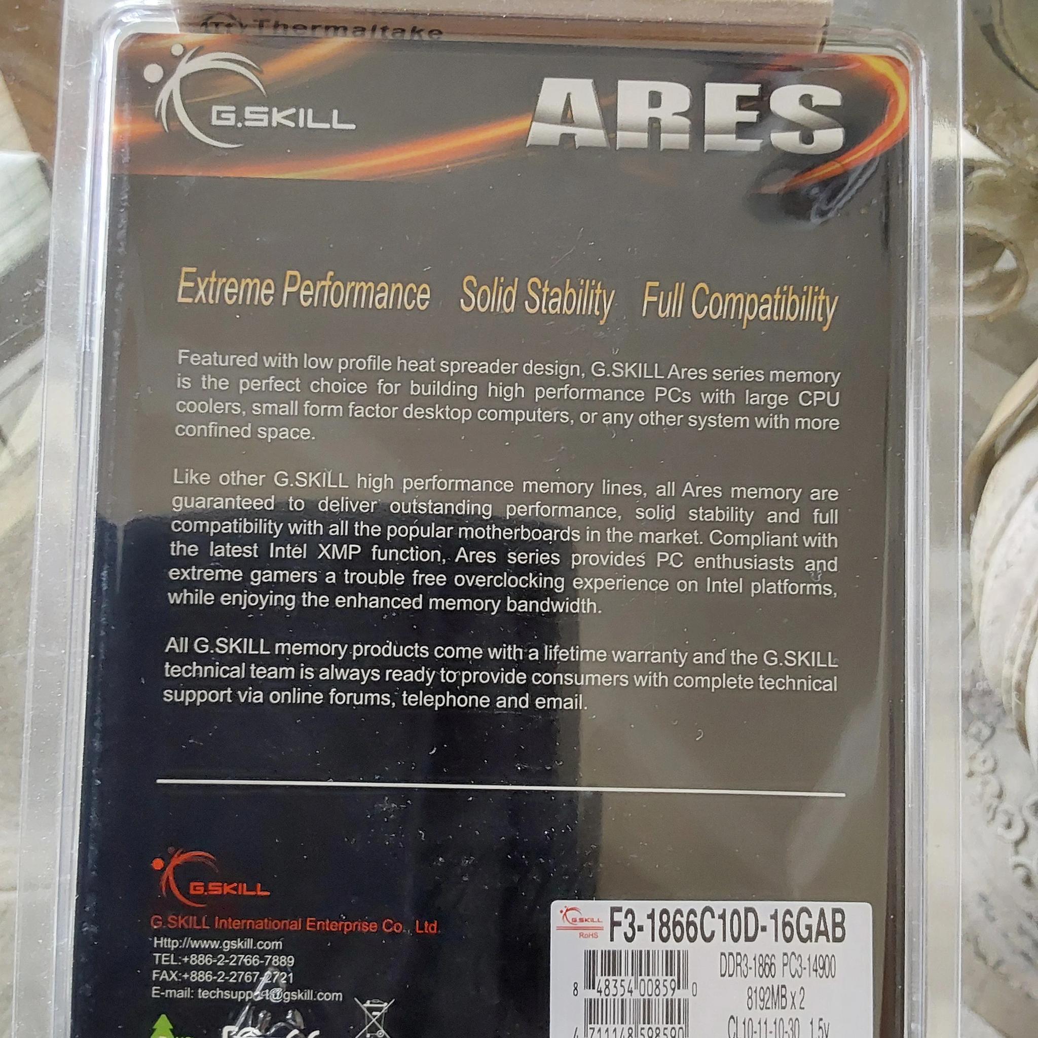 G.Skill ARES 16GB (8GB x 2)  DDR3-1866 MHz (PC3-14900) Ram