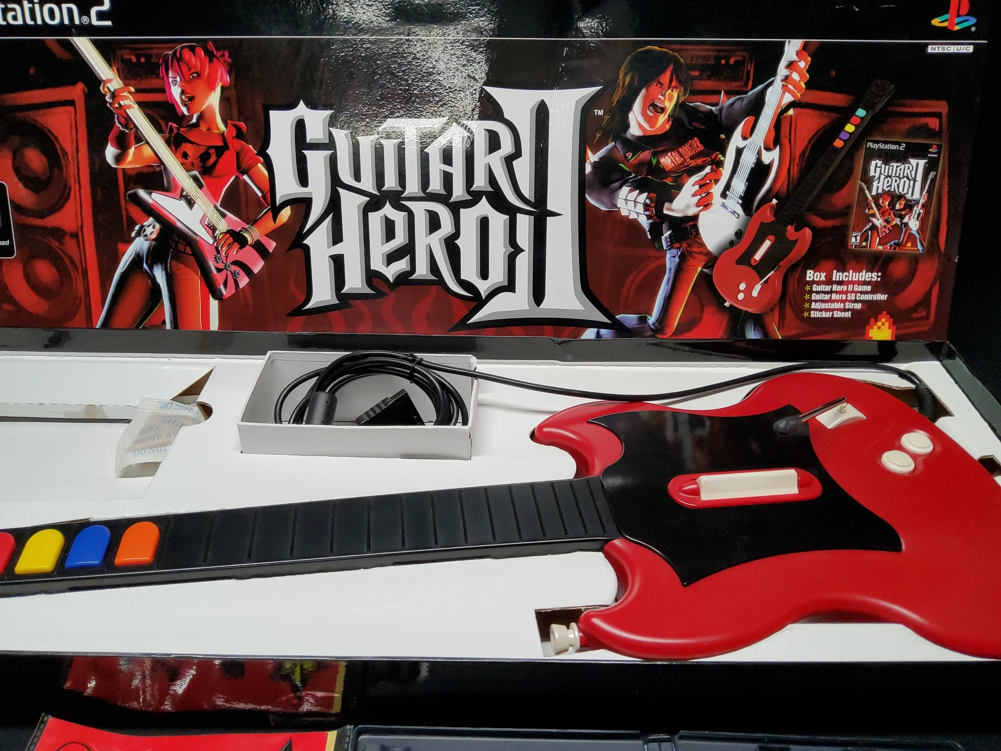 Guitar Hero II Game and Controller All Original Box Stickers and Strap