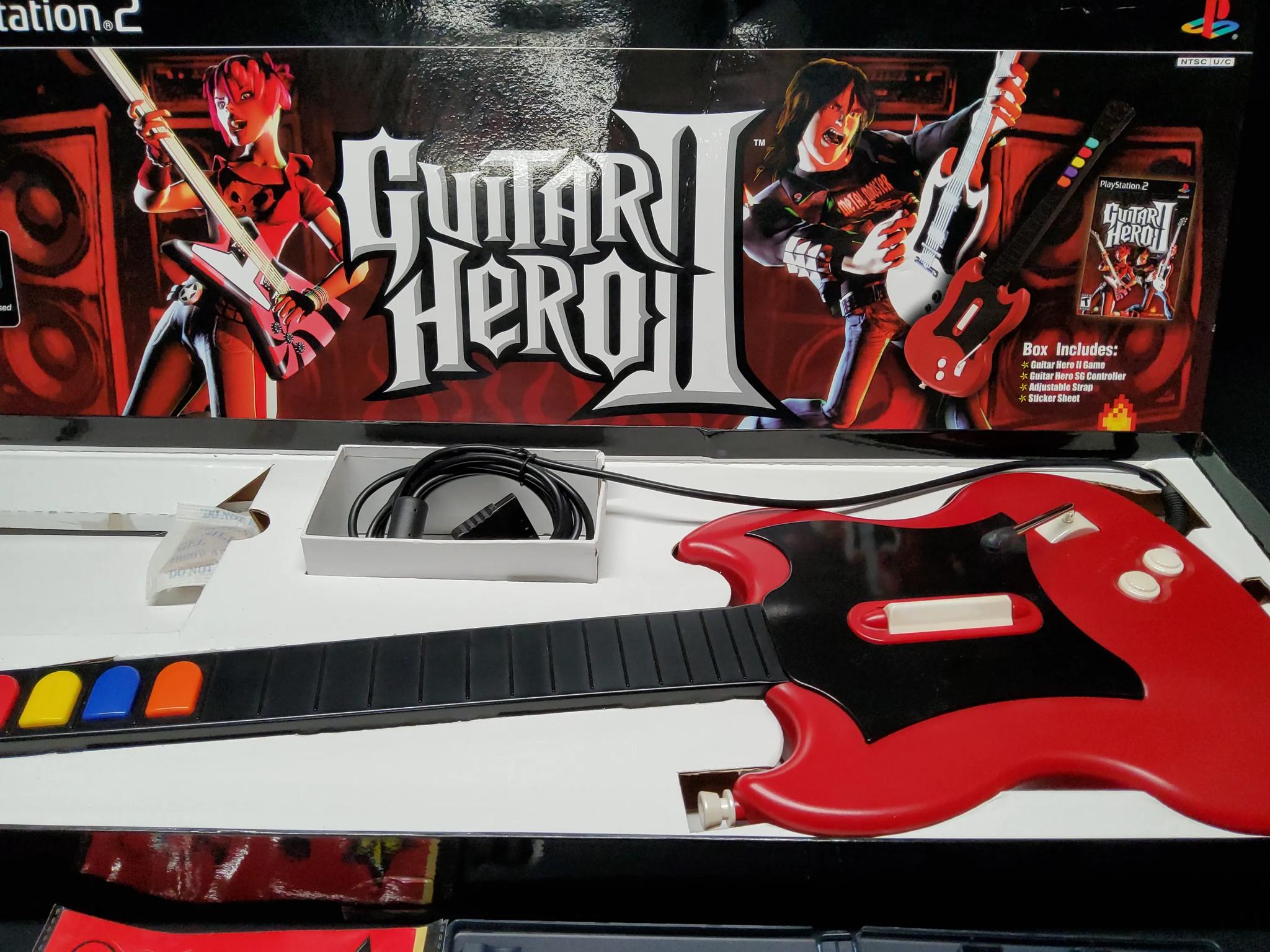 Guitar Hero II Game and Controller All Original Box Stickers and Strap