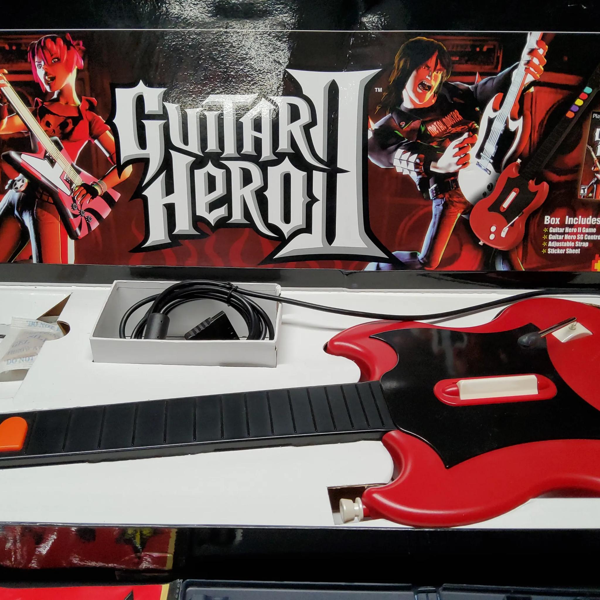 Guitar Hero II Game and Controller All Original Box Stickers and Strap