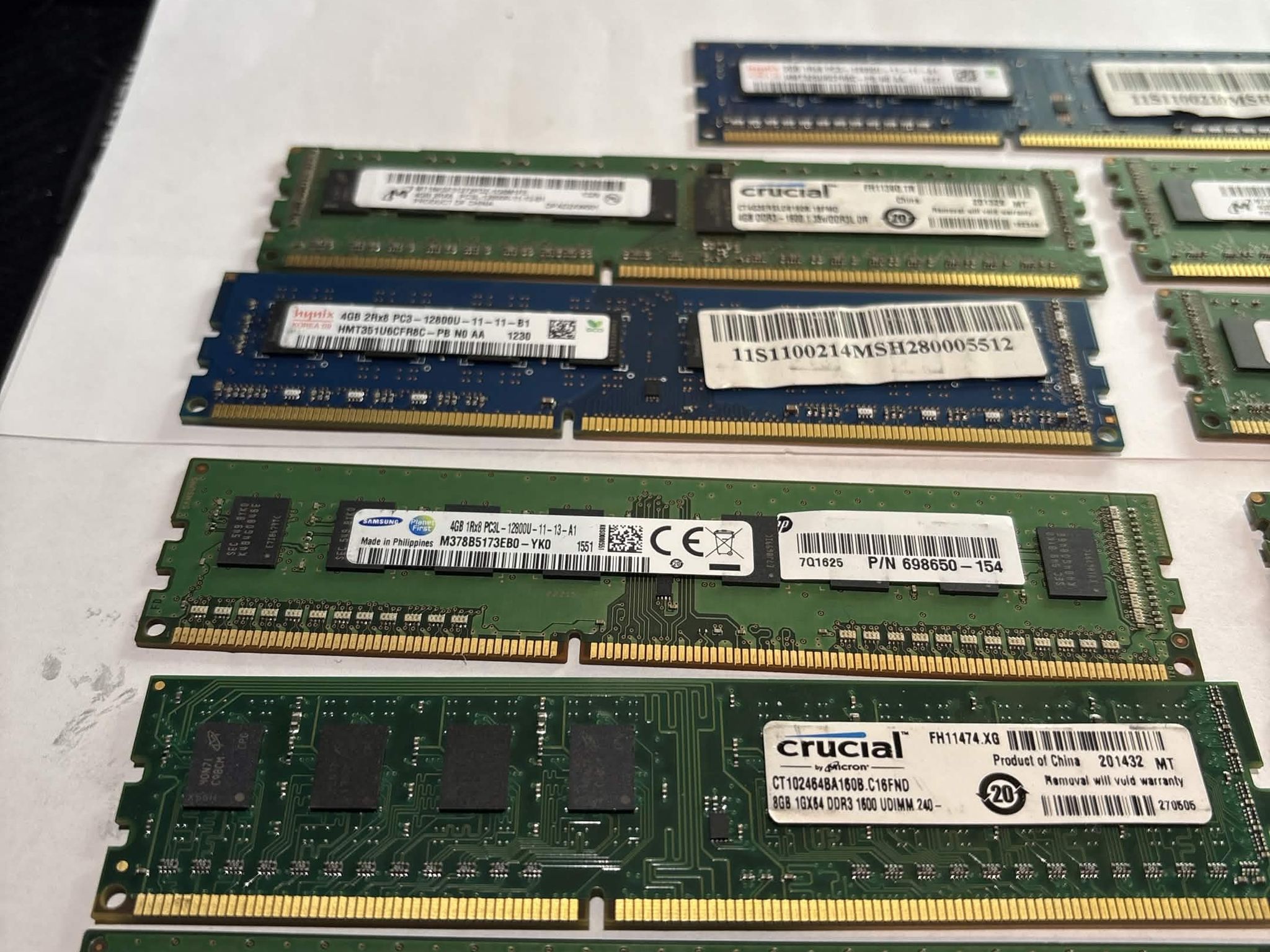 Mixed DDR3 DDR4 RAM Lot Crucial Ballistix XPG Tested Working Bundle (NM)